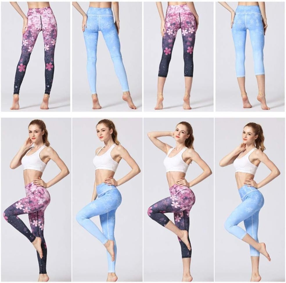 Women Yoga Pants Slim High Waist Sport Leggings Gym Elastic Romantic Printed Long Tights for Running Fitness Tummy Control image number 3