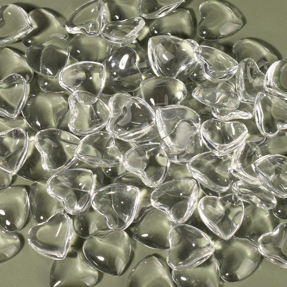 Minkissy 100Pcs Clear Glass Nail Polish Display Beads Haert Shaped Clear Glass Beads Bulk Nail Polish Color Card for Salon Diy Manicure Tool Accessories image number 1