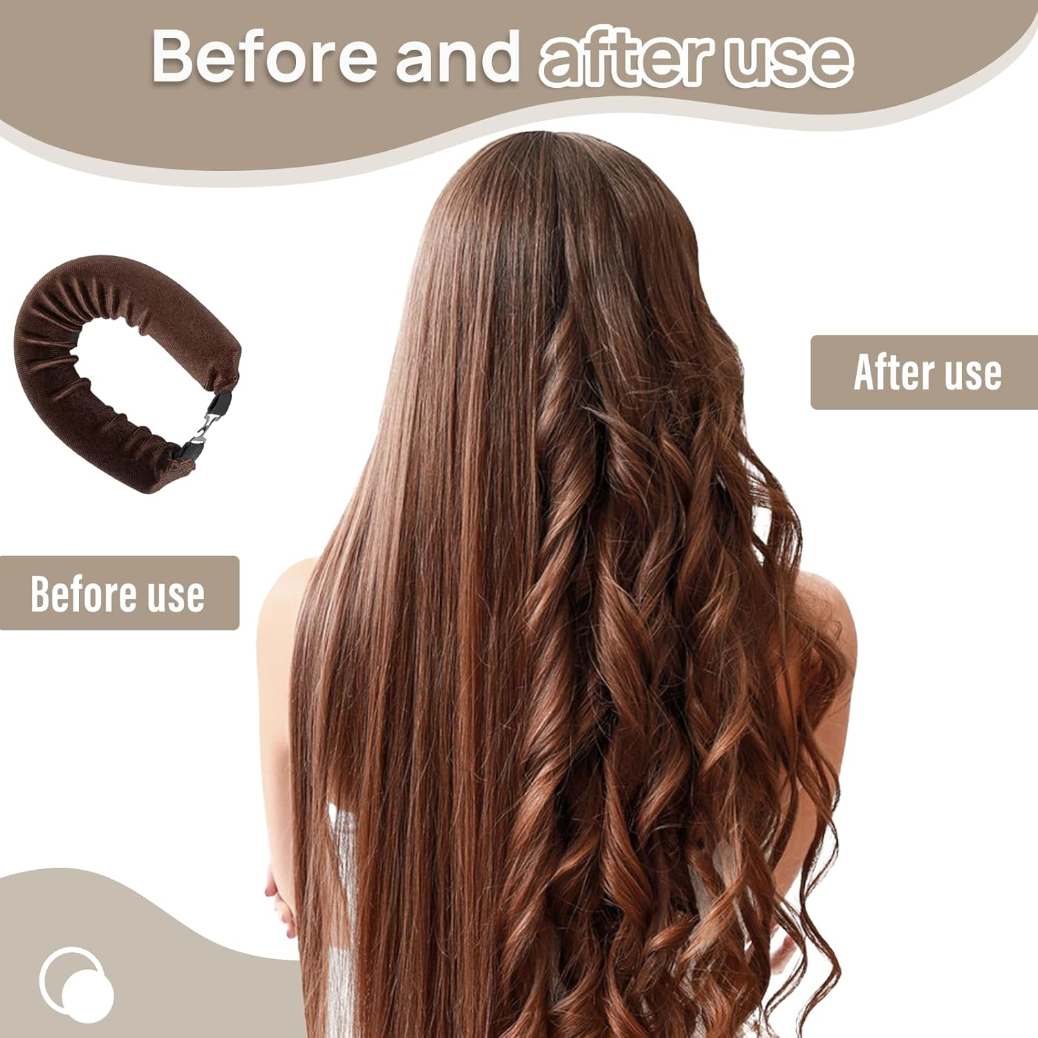 Pack of 3 Heatless Curls Band, Heat-Free Curlers, Curls without Heat, Hair Curler Hair Curling Band Curls Overnight for All Hair Types, Brown image number 6