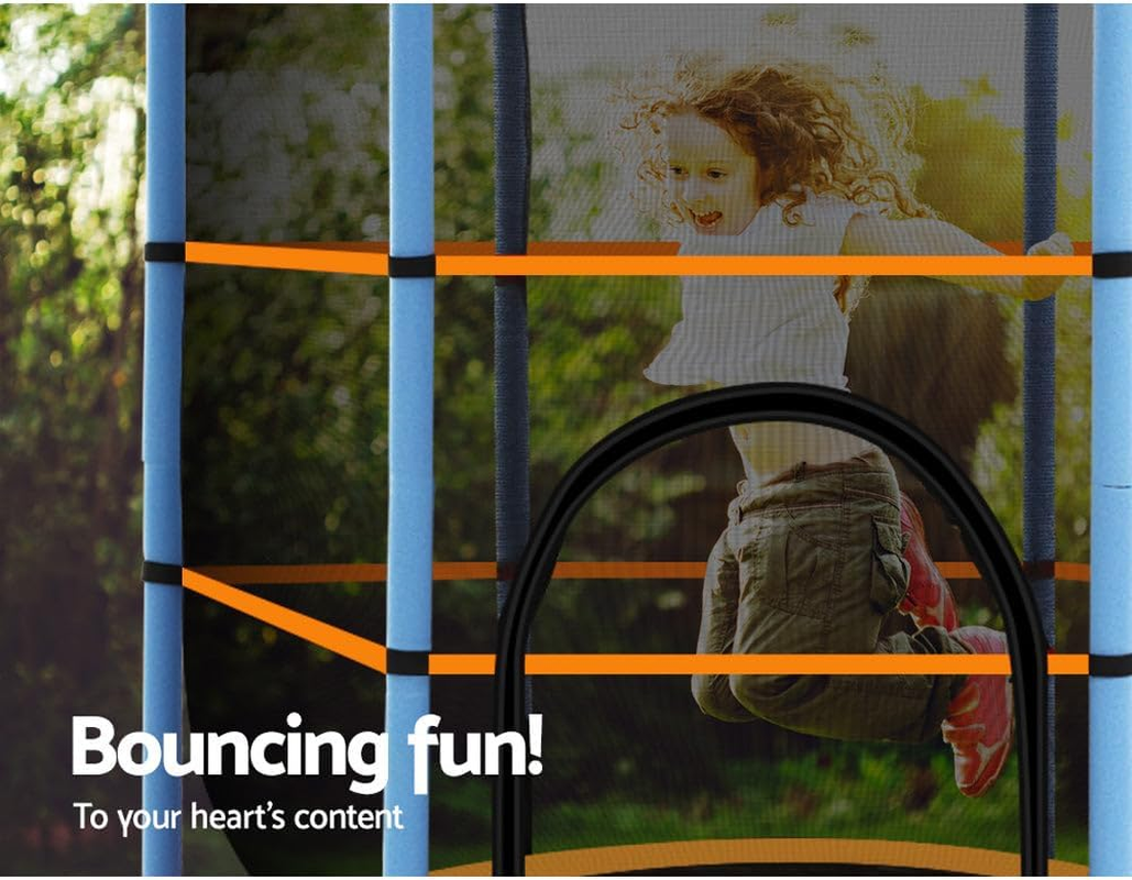 Everfit Trampoline for Kids Rebounder round Mini Trampolines, Outdoor Bouncing Children Gift, Step Ladder Enclosure Safety Net Cover Family Christmas Birthday - Multi-Coloured 4.5Ft image number 3