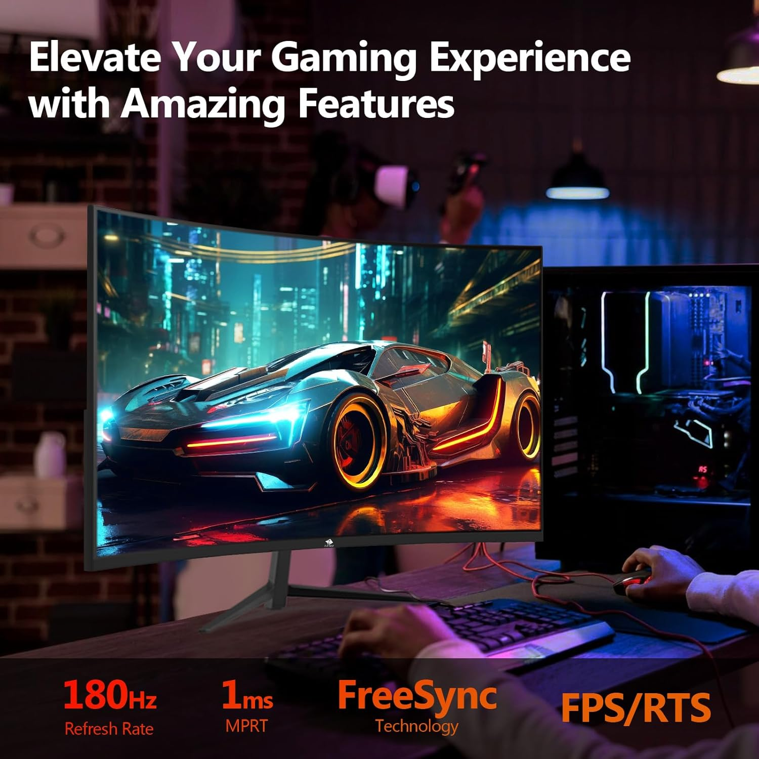 Z-Edge 24 Inch Curved Gaming Monitor 180Hz 1Ms MPRT, 16:9 Full HD 1080P LED Monitor, Freesync, VA Panel, 1650R, HDMI 2.1 & Displayport 1.4, Tilt Adjustable, VESA Mountable, Ultra-Thin Bezel image number 1