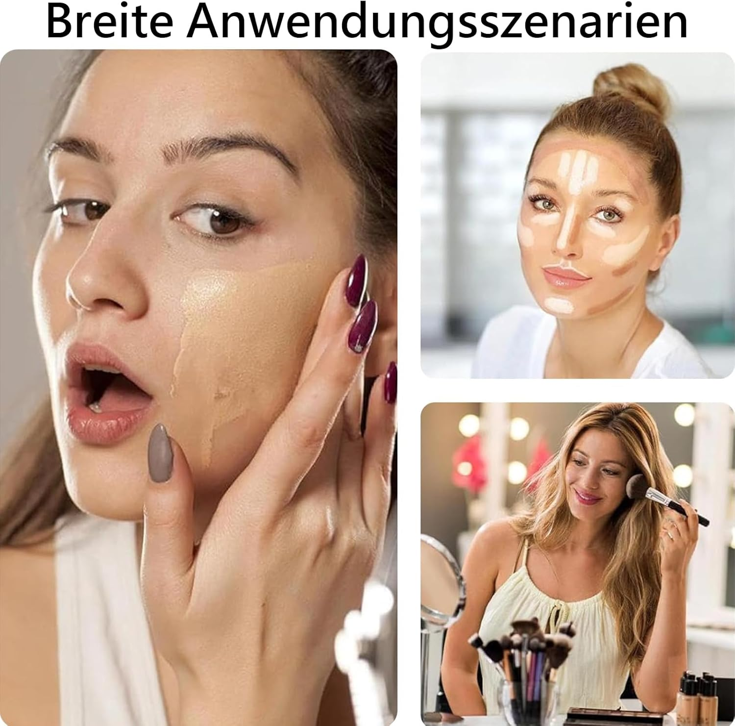 Kabuki Brush, Self-Tanning Brush, Powder Brush, Large Powder Brush, Golden Brush for Flawless Make-Up, Ideal for Face and Body, Perfect for Travel and Home, Perfect Gift for Women image number 4