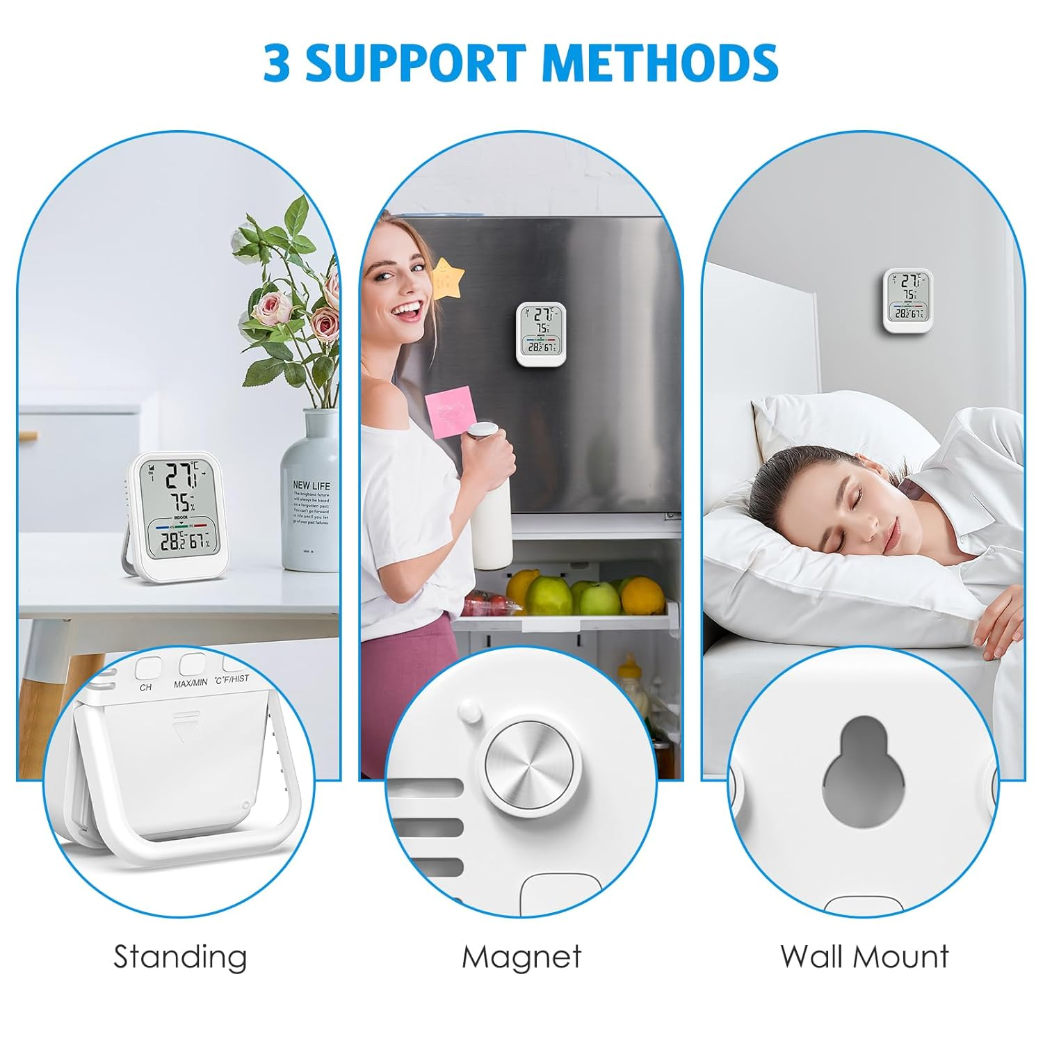 Brifit Digital Room Thermometer Hygrometer, Wireless Indoor Outdoor Thermometer with Sensor, Temperature Humidity Monitor Gauge with LCD Display, &deg;C/&deg;F Switch, MAX/MIN Record, for Home, Greenhouse image number 2