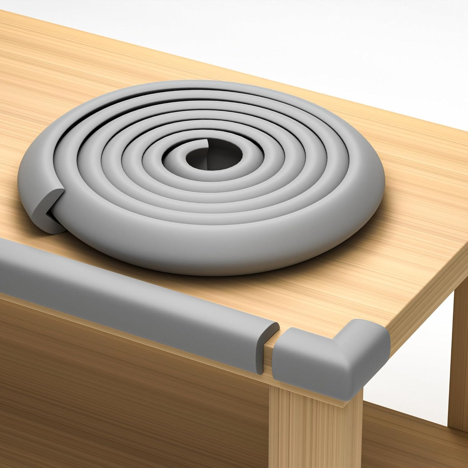 Sharp Edge and Furniture Safety Guards | 16.2Ft Protective Foam Cushion | 15Ft Bumper 4 Adhesive Childsafe Corners | Baby Child Proofing Foam Set and Safe for Table, Fireplace, Countertop | Gray