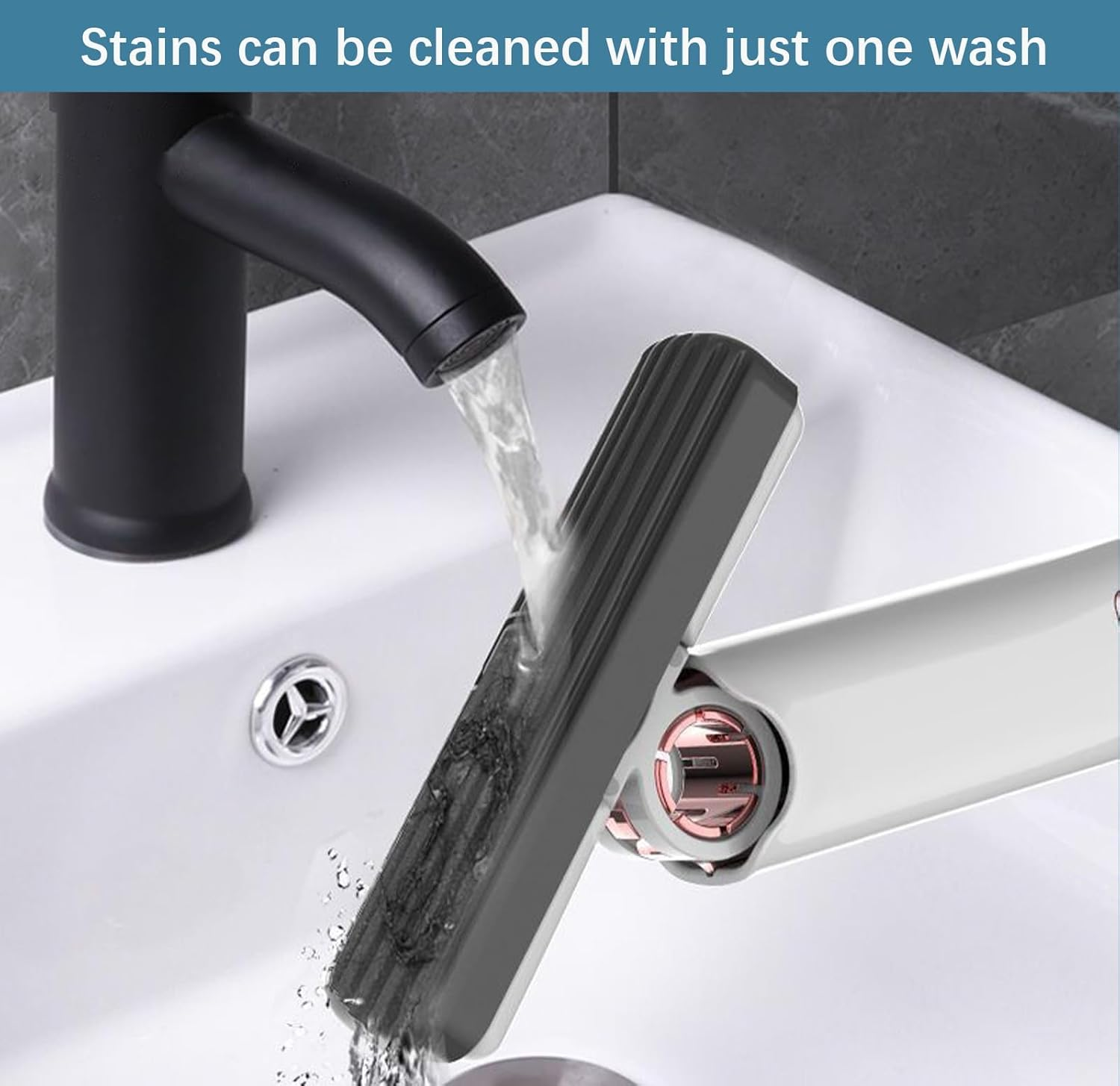 Self Squeezing Mini Mop,Portable Sponge Mop for Easy Cleaning Perfect for Kitchen Bathroom Living Room Car and Glass Mini Mop Designed for Corners and Small Spaces image number 3