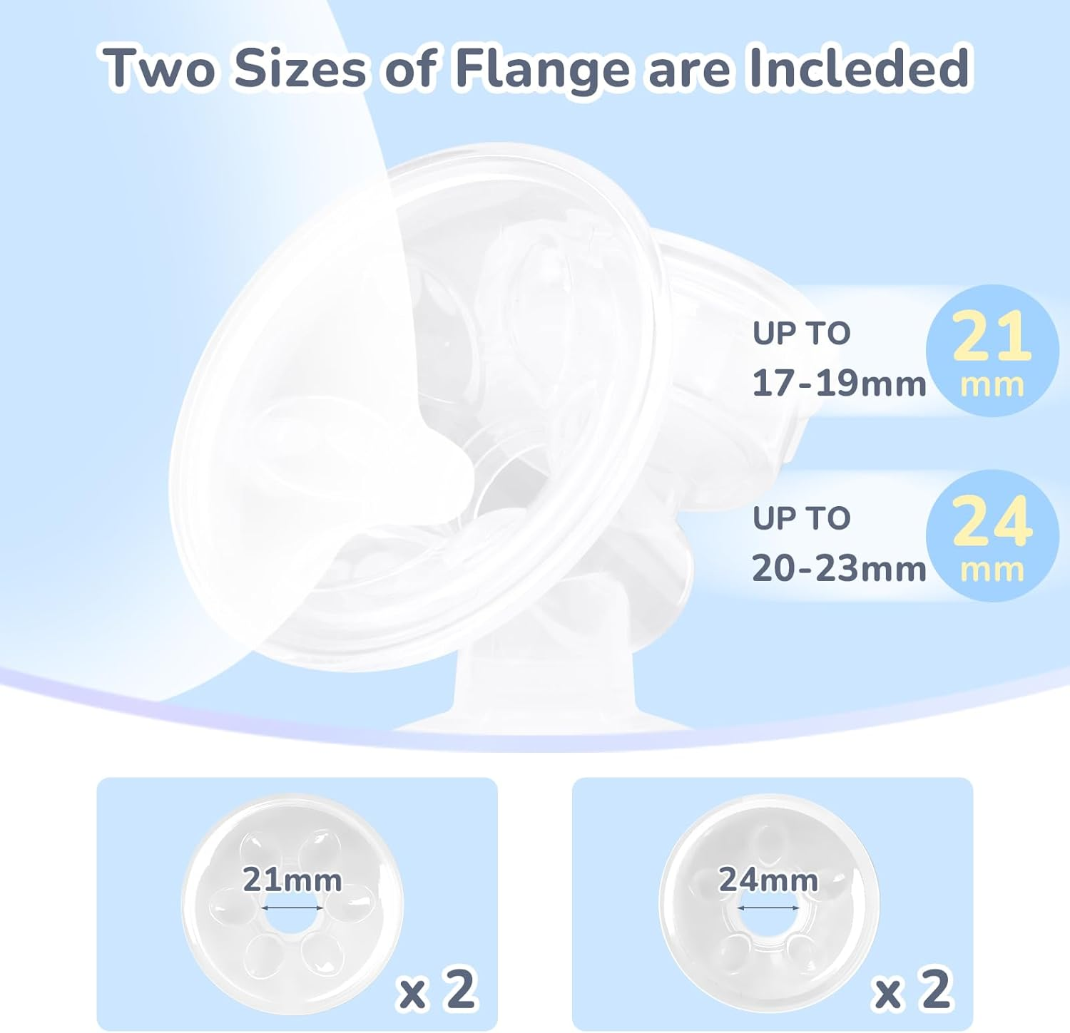 ADVWIN Electric Breast Pump, Portable Breastfeeding Pump with 21Mmx2 & 24Mmx2 Flanges, 2 Modes & 8 Levels Strength, Ultra-Quiet and Pain Free Strong Suction image number 1