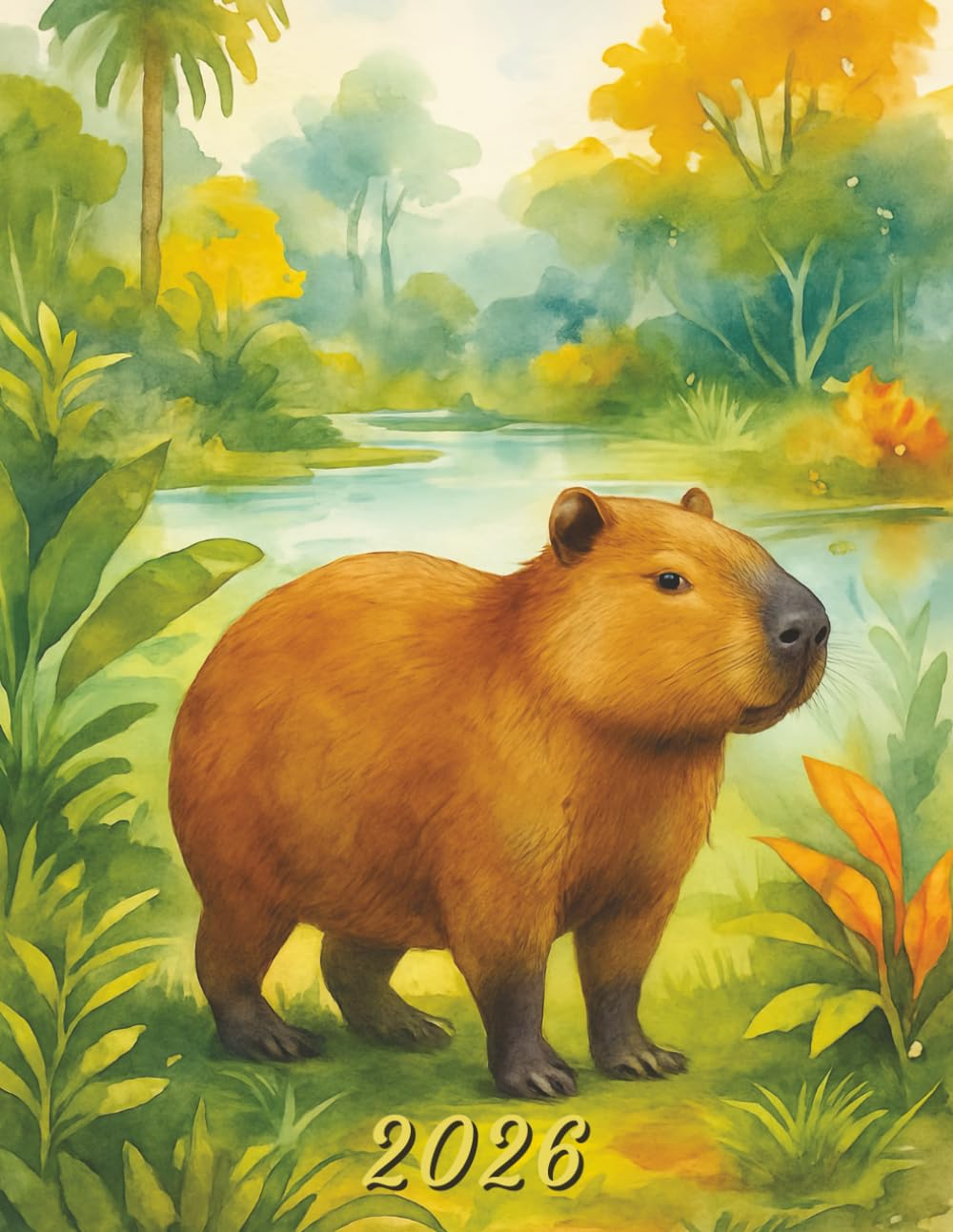 2026: Large Monthly Calendar Planner &ndash; Watercolor Capybara