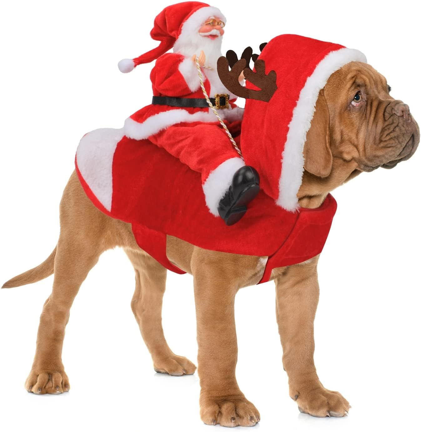 Santa Dog Costume Christmas Pet Clothes Santa Claus Riding Pet Cosplay Costumes Party Dressing up Dogs Cats Outfit for Small Medium Large Dogs Cats (M(Neck:11.8-15" Chest:18.1-22.4")) image number 2