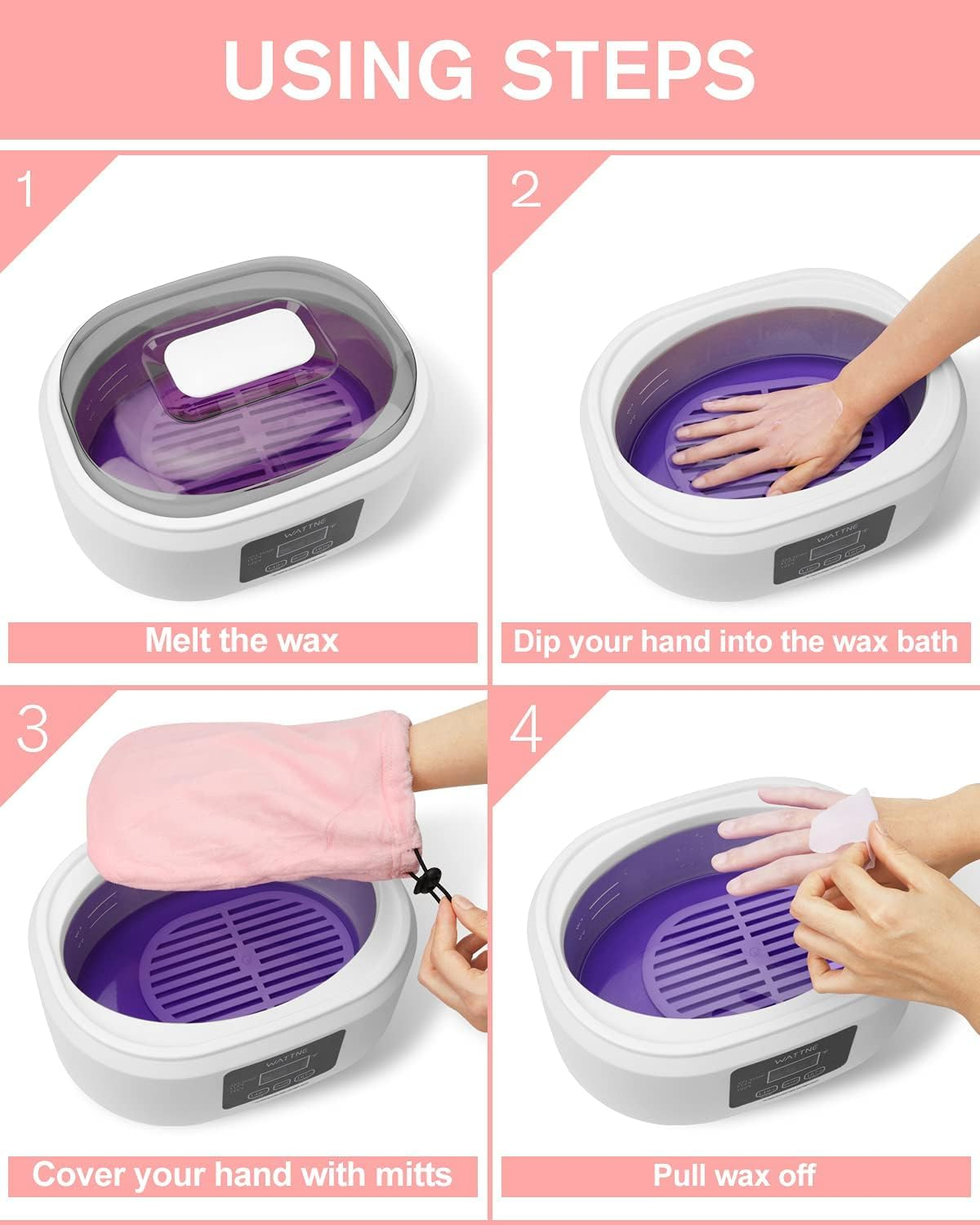 Wattne Paraffin Wax Machine for Hand and Feet -Paraffin Wax Warmer Moisturizing Kit Auto-Time and Keep Warm Paraffin Hand Wax Machine for Arthritis (White)