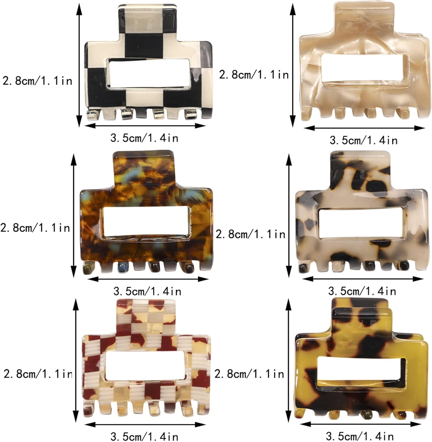 4 Pieces Acetate Hair Claw Clips Non-Slip Clips Small Claw Hair Clips for Women and Girls Tiny Hair Claws for Thin Medium Thick Hair image number 3