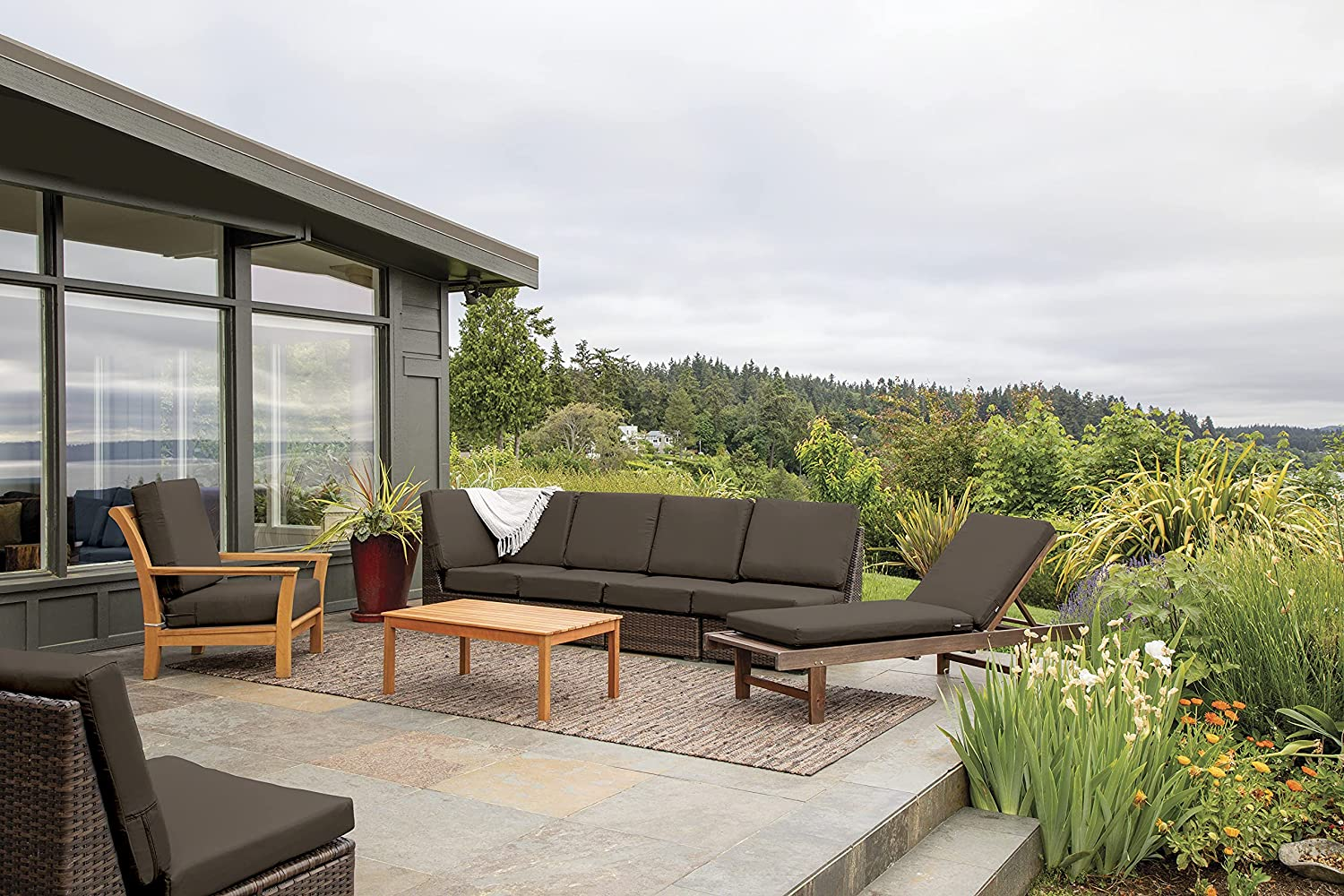 Classic Accessories Ravenna Water-Resistant 72 X 21 X 3 Inch Slip Cover for Patio Chaise Lounge Cushion, Espresso, Patio Furniture Cushion Covers image number 5