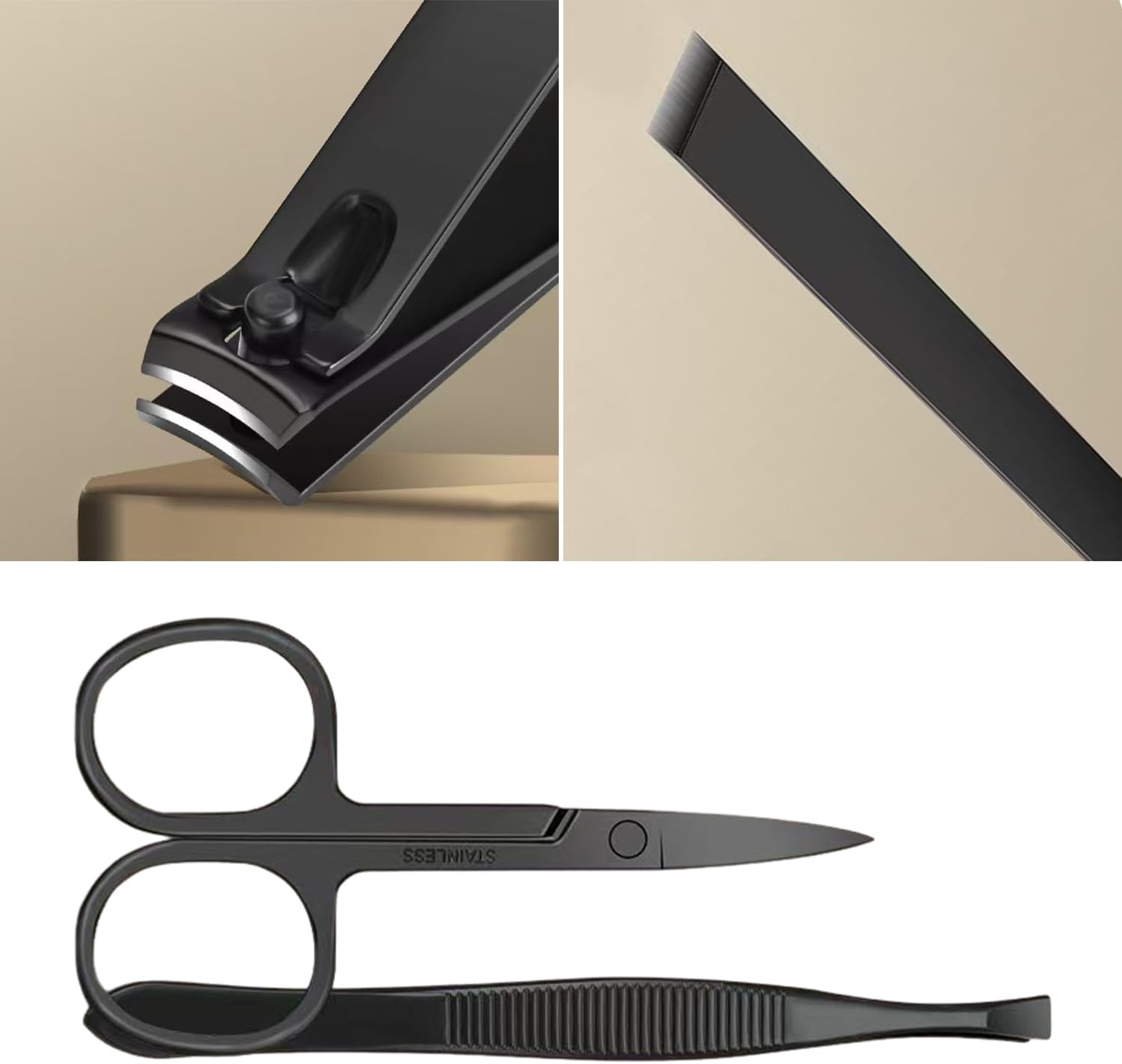 12-Piece Black Manicure Set, Professional Manicure Tools, Including Nail Clippers, Tweezers, Suitable for Exfoliating and Removing Calluses image number 3