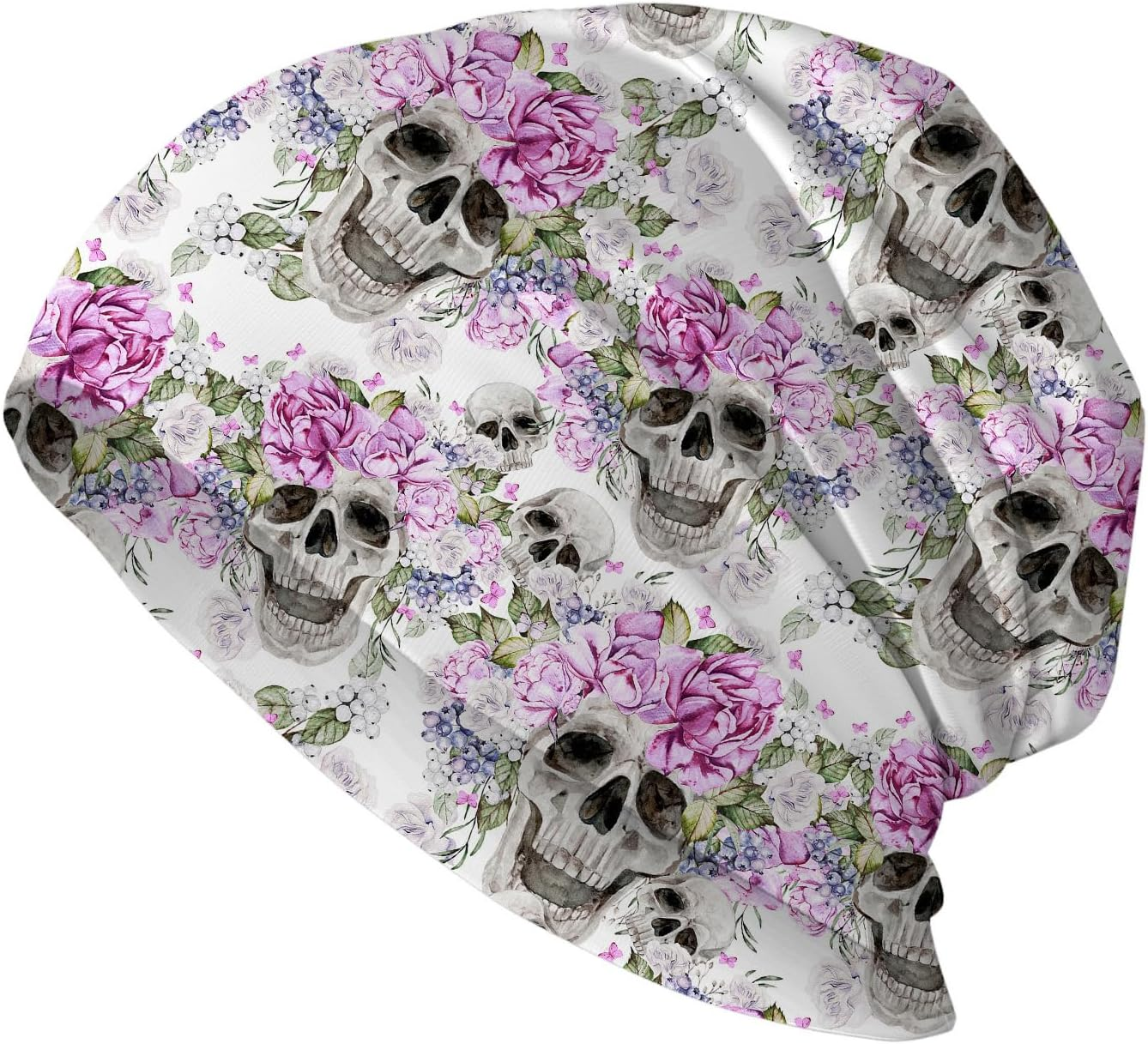 Floral Dog Womens Slouchy Beanie Cotton Chemo Caps Cancer Headwear Hats Turban Baggy Skull Sleep Scarf