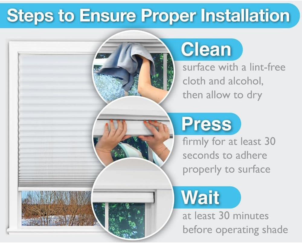 Easy Lift Trim-At-Home Cordless Cellular Blackout Fabric Shade White, 30 in X 64 In, (Fits Windows 19"- 30") image number 1