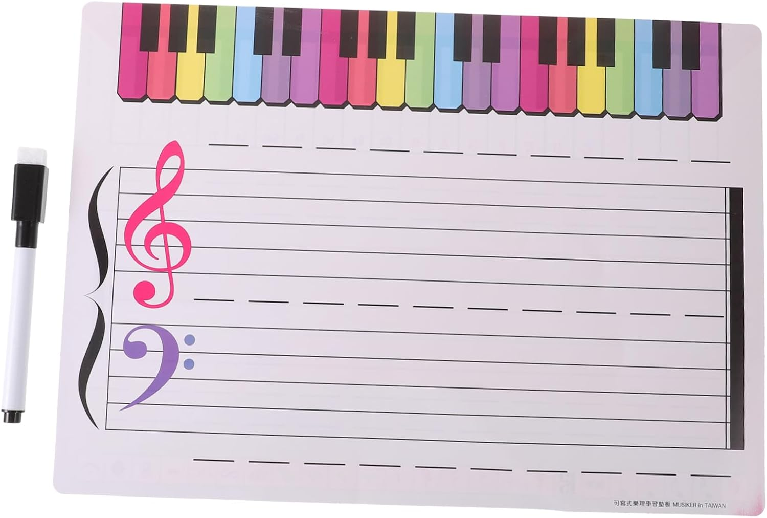 VILLFUL Musical Note Teaching Whiteboard Reusable for Piano Keyboard Erasable Music Exercise Board for Home Office image number 6
