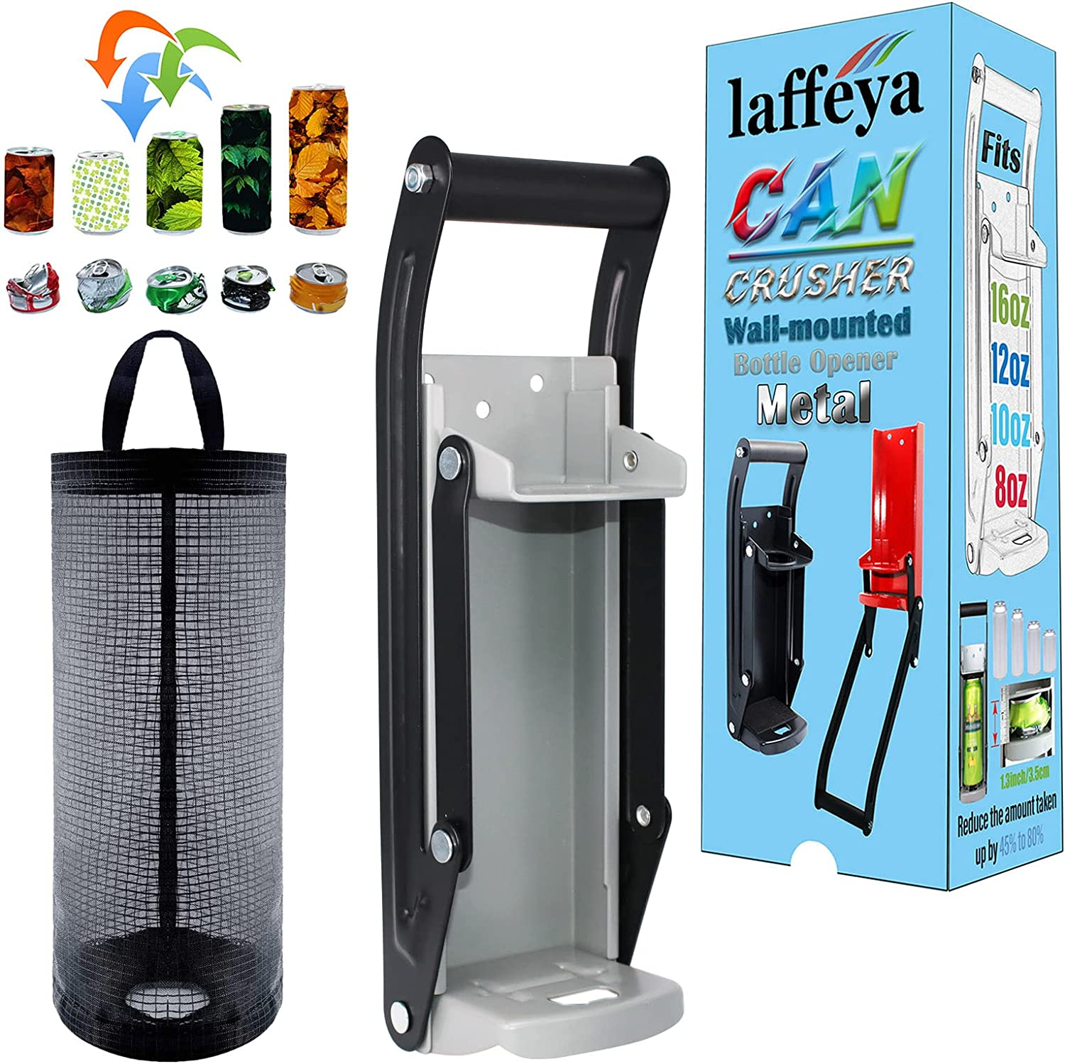 Laffeya Can Crusher Wall Mounted, Can Crusher 16 Oz, Crusher Aluminum, Soda Cans, Beer Cans and Water Bottles, Can Smasher for Recycling (16 Oz, Red)