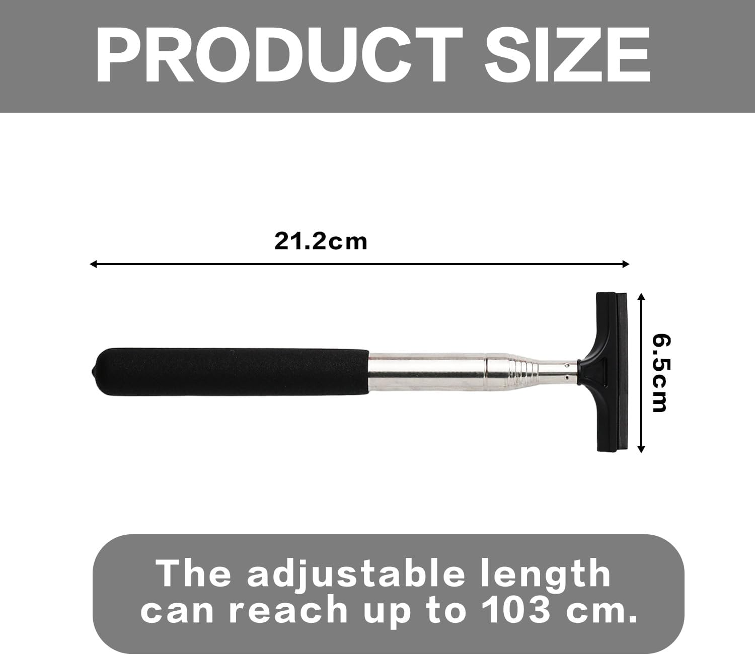 2-In-1 Car Mirror Squeegee &ndash; Portable Rearview Mirror Wiper with 98Cm Long Handle for Glass & Windows, Black and Pink image number 3