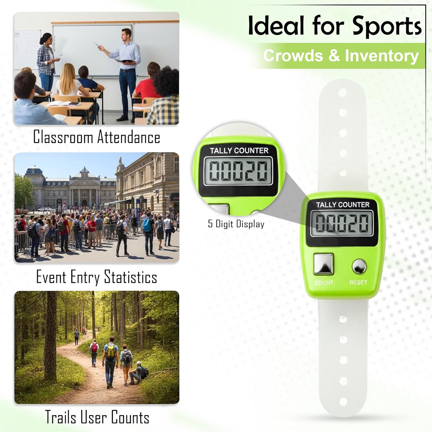 GLUN&reg; Multiuse Finger Counter Portable Hand Finger Counting Machine Digital Head Electronic Tally Counter Pack of 5 image number 3