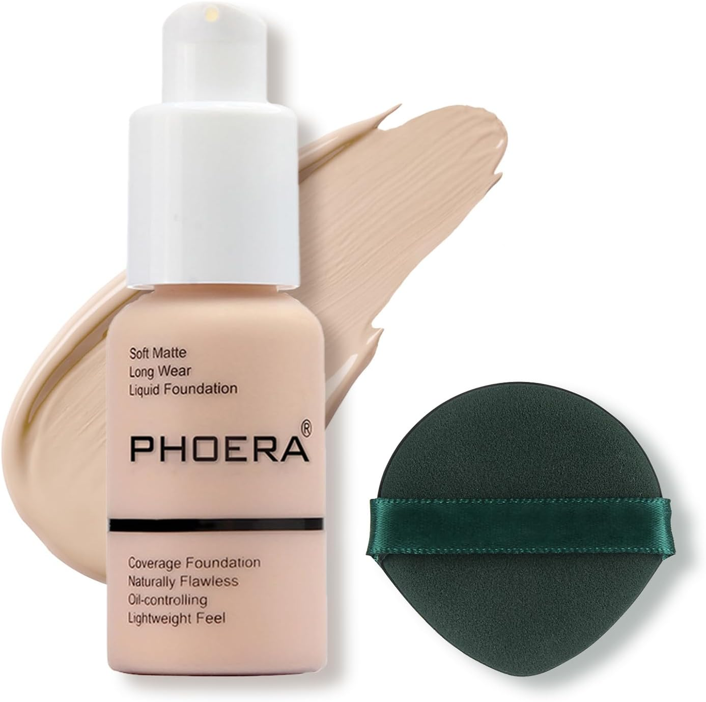 PHOERA Face Foundation,Liquid Foundation,Foundation Full Coverage,Long Lasting Perfect 30Ml Matte Oil-Control Concealer 6 Colors Optional,Great Choice and Gift (#105 Sand, 30Ml)