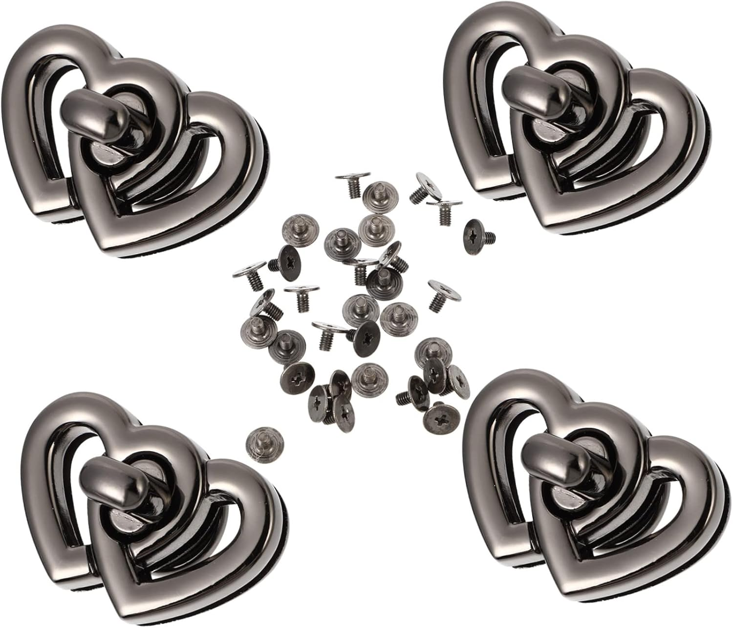 HOMSFOU 4Pcs Heart Shape Turn Locks for Suitcase Bag TSA Approved Metal Travel Locks image number 2