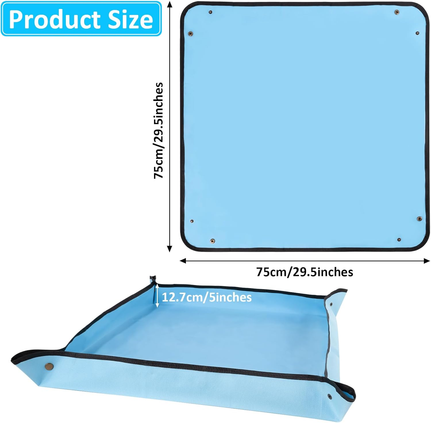 Repotting Mat for Indoor Plant Transplanting and Mess Control, 29.5"X 29.5" Blue Oxford Fabric Waterproof Succulent Potting Mat, Foldable Gardening Tray for Planting, Gardening Gifts for Plant Lovers image number 4