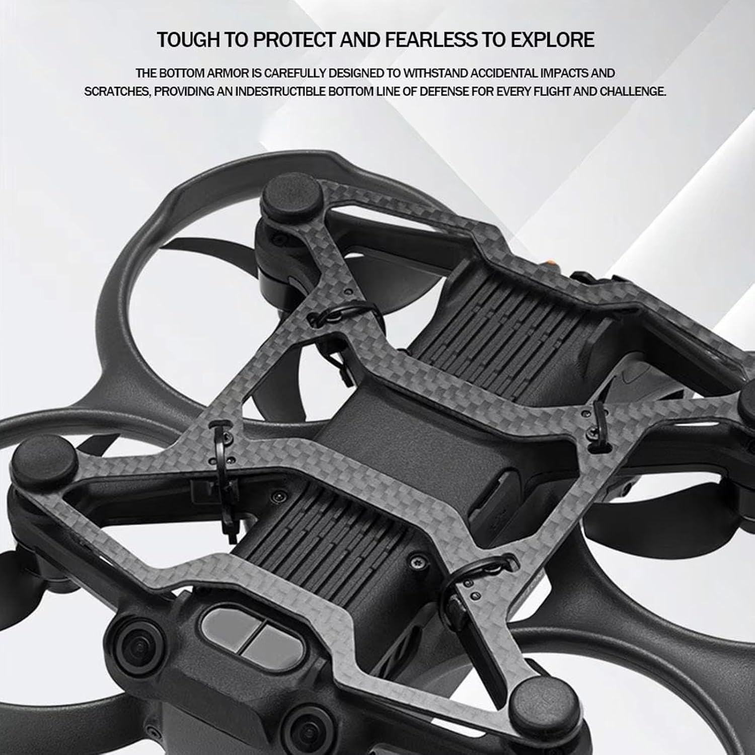 ZWLLKJGS Avata 2 Landing Gear for DJI Avata 2 Drone Accessories, Avata 2 Hull Undershell Protection, Carbon Fiber Drone Base Armor, Soft Rubber Pad, Avata 2 Body Frame Protector image number 2