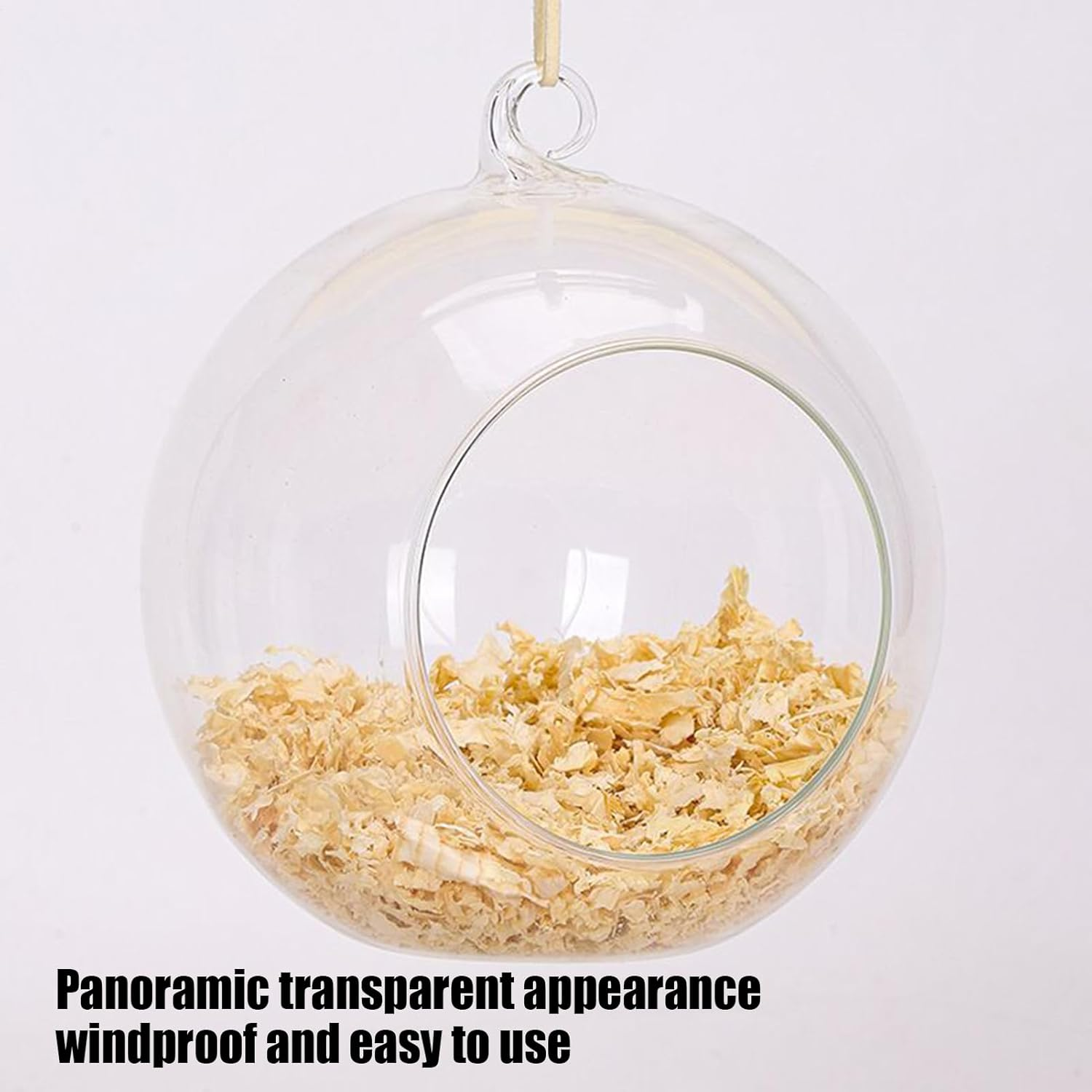 Bird House for Cage | Hangable Parrot House - Hangable round Swing Bed with Wood Chips Clear Washable for Breeding Canary Parakeet Finch Outdoor Garden Tree image number 3