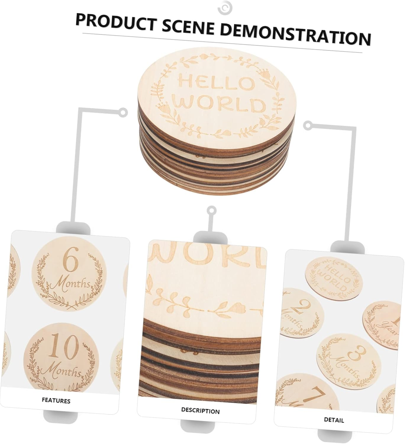 UPKOCH Baby Monthly Milestone Cards Wooden Photo Props 14Pcs for Baby'S Growth Album Keepsake Photography image number 5