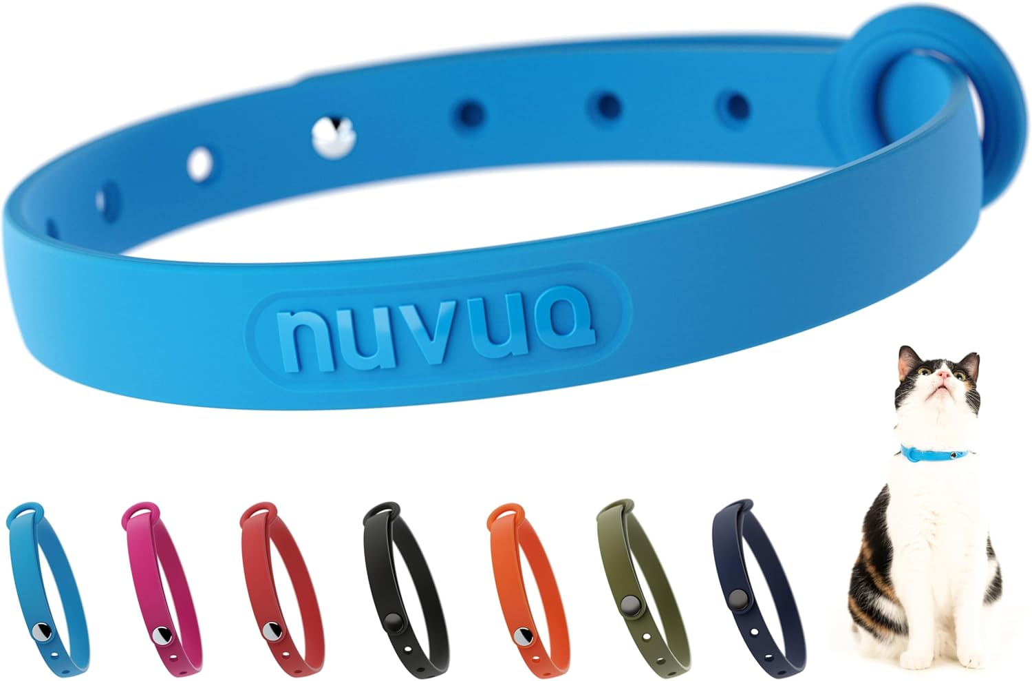 Nuvuq Comfortable, Soft and Light Cat Collar with Breakaway Snap Button (Blueberry Blue)