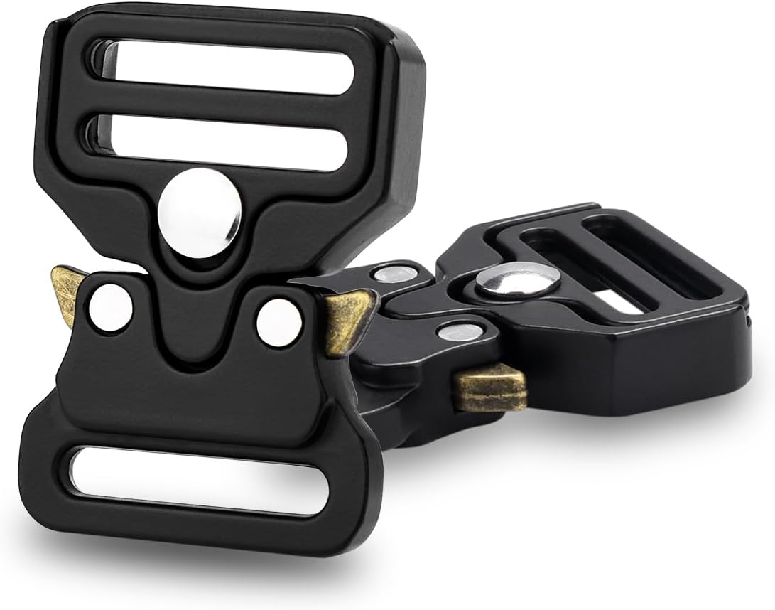 2Pack Metal Tactical Duty Belt Buckles, 1 Inch Metal Buckle Clip for Dog Collar, Tactical Keychain, Backpack Bags Clip, Tactical Paracord Bracelets Buckle Hardware Accessories Replacement Black