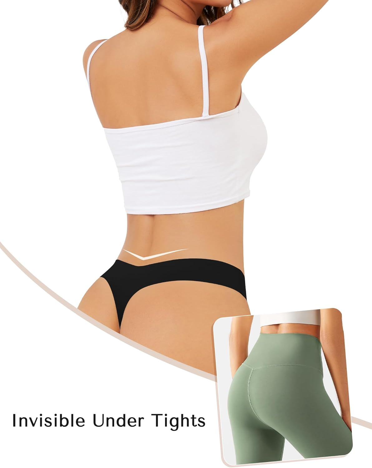 VOENXE Seamless Women Underwear Thong,Low Rise No Show Line Ladies Panties,Sexy V Waisted Seam Free Comfortable Breathable Invisible Undies 5-Pack image number 7