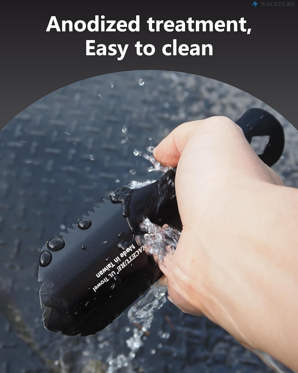 Ultralight Backpacking Trowel Aluminum Shovel Small Potty Multitool with Longer Handle Design Essential for Hiking, Camping and Survival Bags(Black 1 Pack) - Blue image number 3