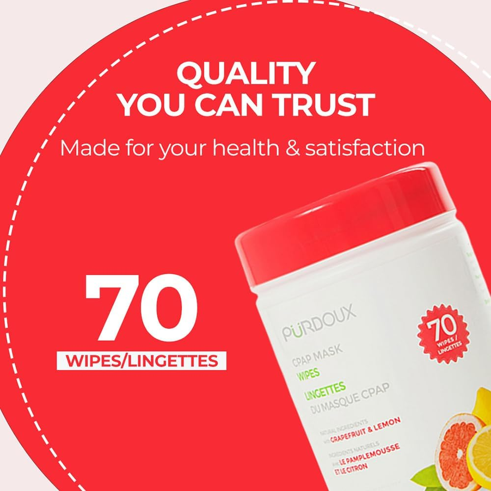CLEANZEX 100% Cotton CPAP Mask Wet Wipes with Grapefruit Lemon Scent 70 Wipes image number 4