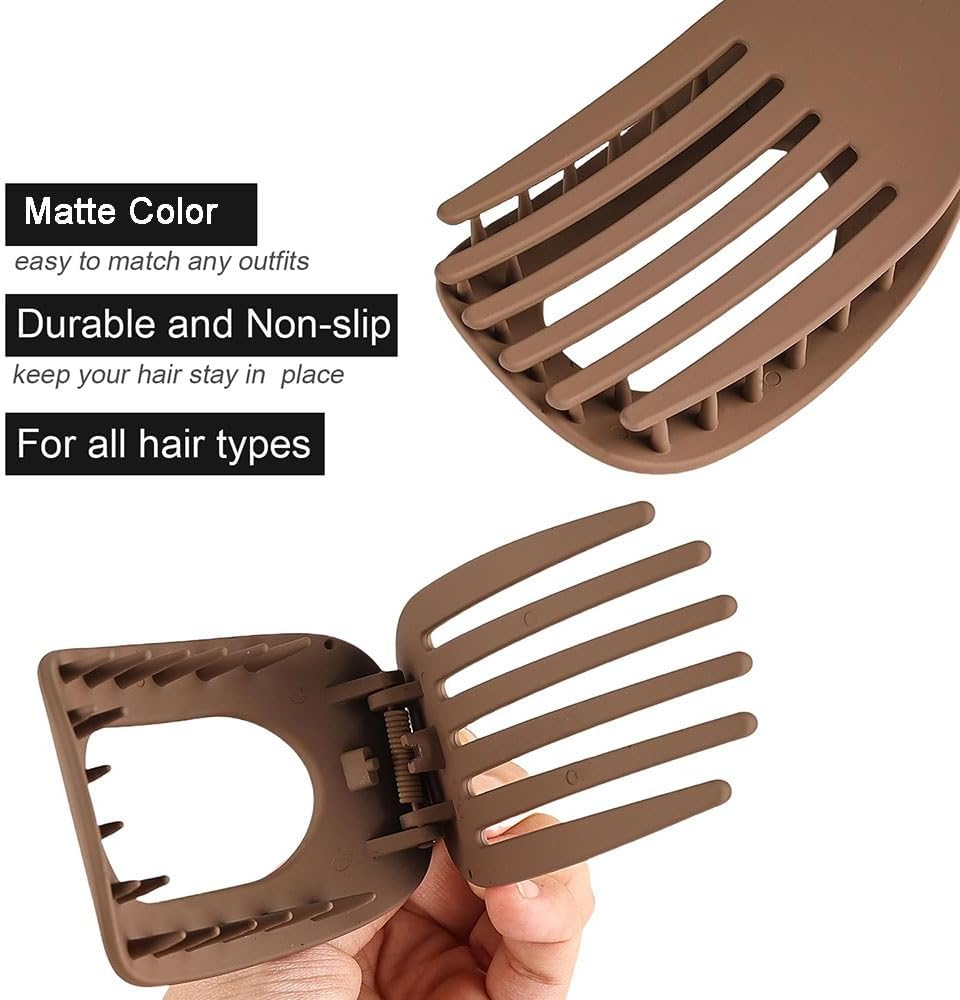 French Hair Clips for Women - Flat Curved Claw Barrettes with Strong Hold for Thick/Thin Hair, Classic Medium Hair Clips for Driving/Lying Down, Comfortable Stylish Hair Accessories (Matte) image number 6