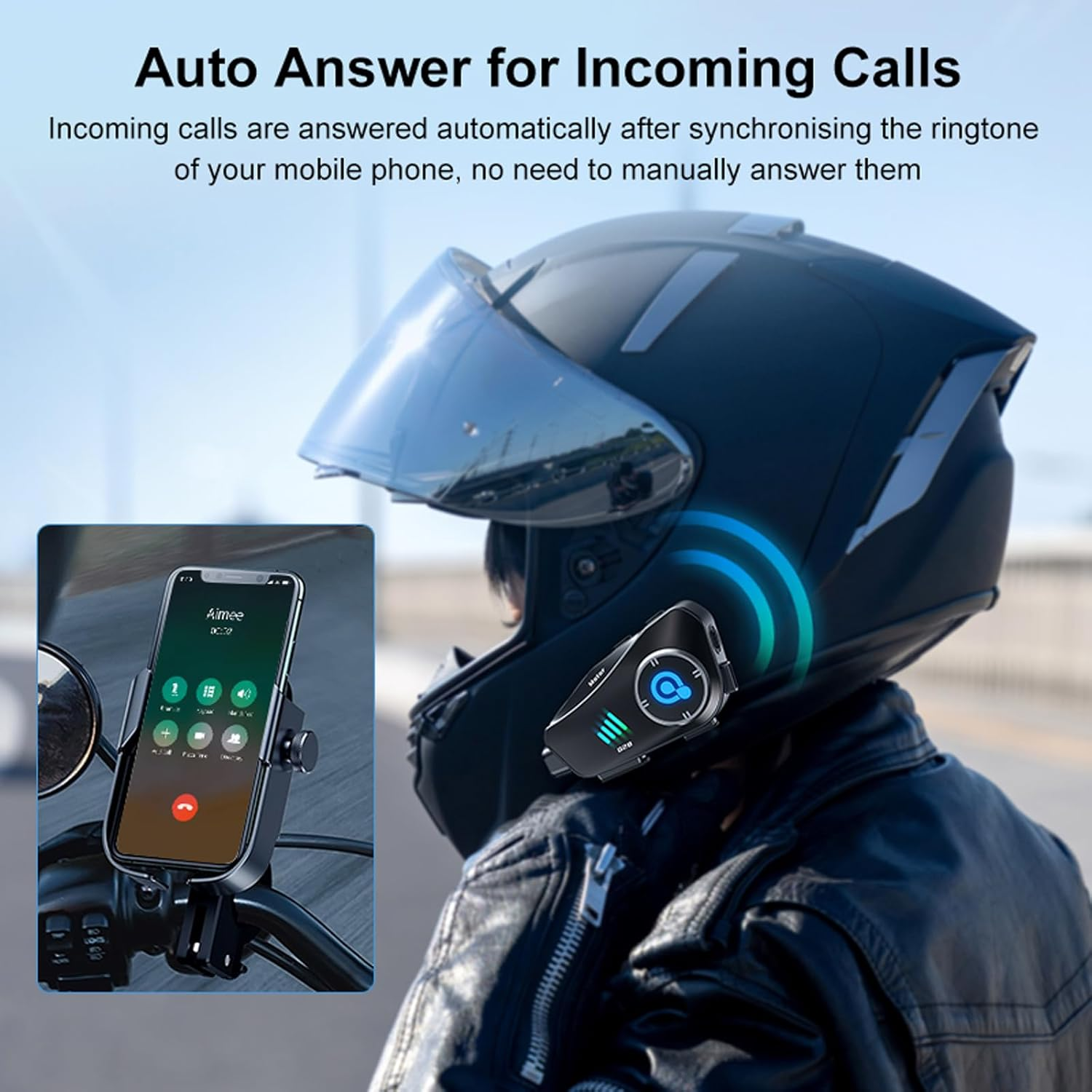 Motorcycle Helmet Headset Bluetooth with 1080P Camera Intercom Motorcycle Intercom Bicycle Communication System Helmet Headphones Motorcycle Helmet for 2 People Motorcycle Wireless Hands-Free Kit image number 1