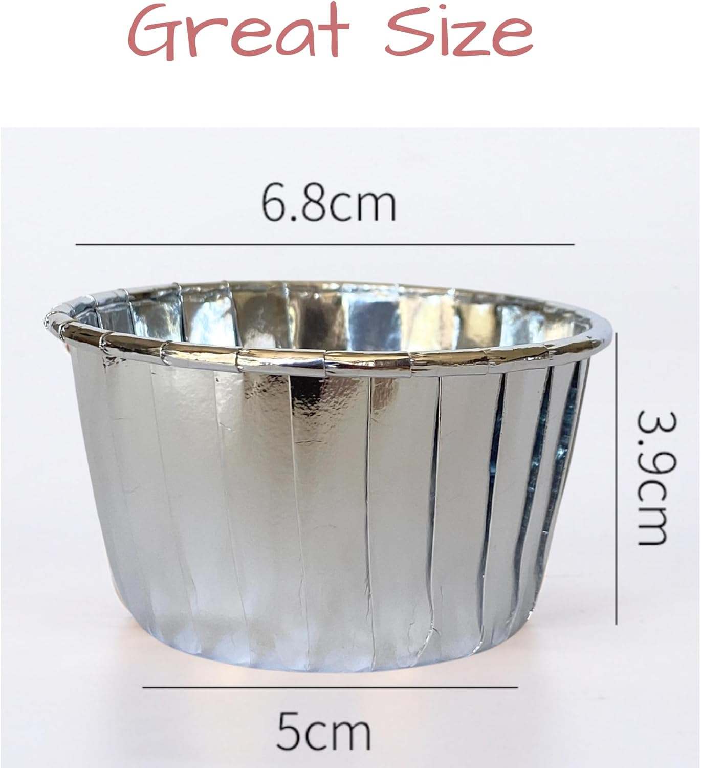 Silver Cupcake Baking Cup Cases, 100 Pieces Muffin Lined Wrapper Papers for Desserts, Little Cakes, Snacks & Muffins, Leakproof Ramekin Foil Patty Pans (Silver) image number 5