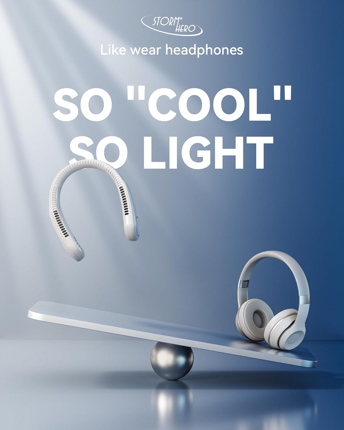 STORM HERO Neck Fan, Portable USB Personal Fan Rechargeable, 3 Speeds Adjustable Bladeless Fans, Short Charging Wearable USB Fan for Outdoor Indoor Travel Sport, Birthday Gifts for Men Women Mom Dad image number 3