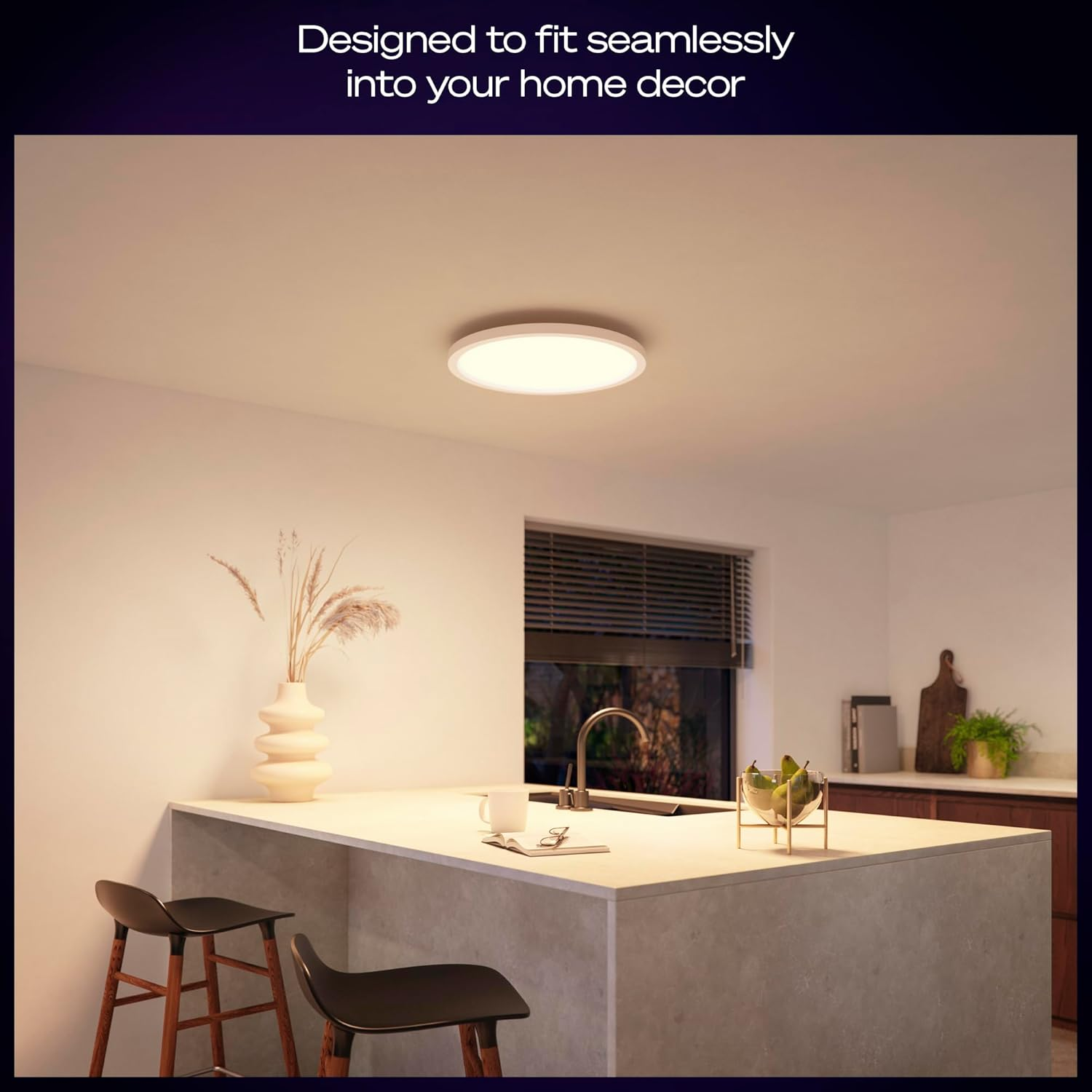 Philips Hue Devote Connected LED Panel, White and Color Ambiance, round 30 Cm, 16.6 W, 2000 Lumens, White Frame for Indoor Lighting, Ceiling, Living Room, Kitchen, Hallway image number 4