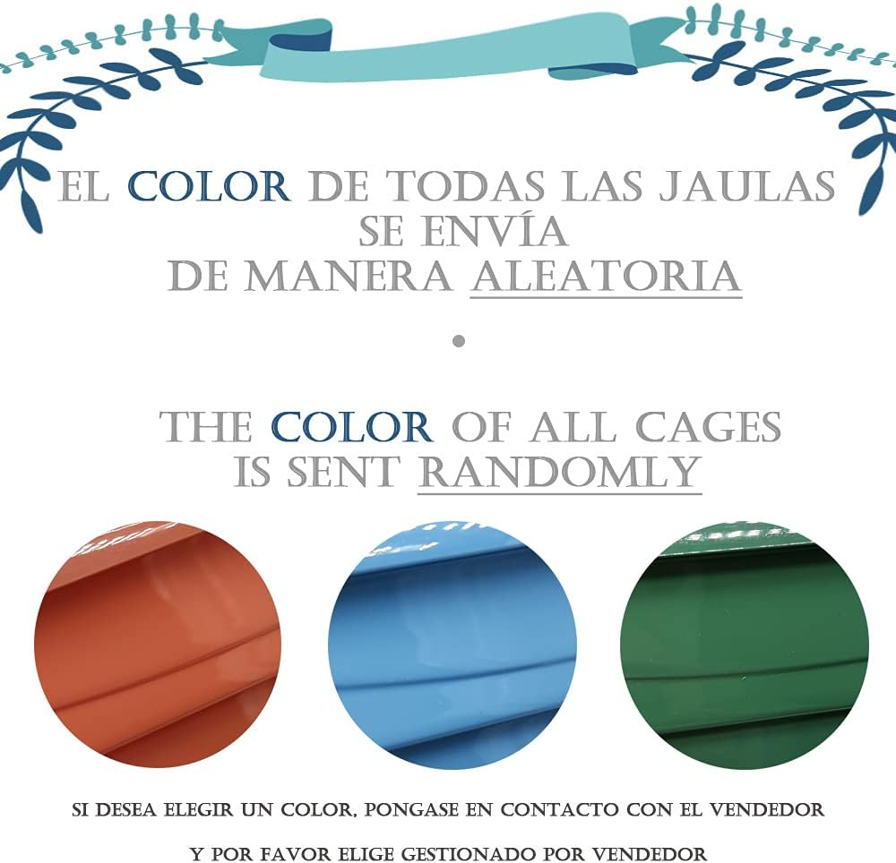 BPS Metal Bird Cage with Drinking Trough Jumping Swing Various Colours Random image number 2