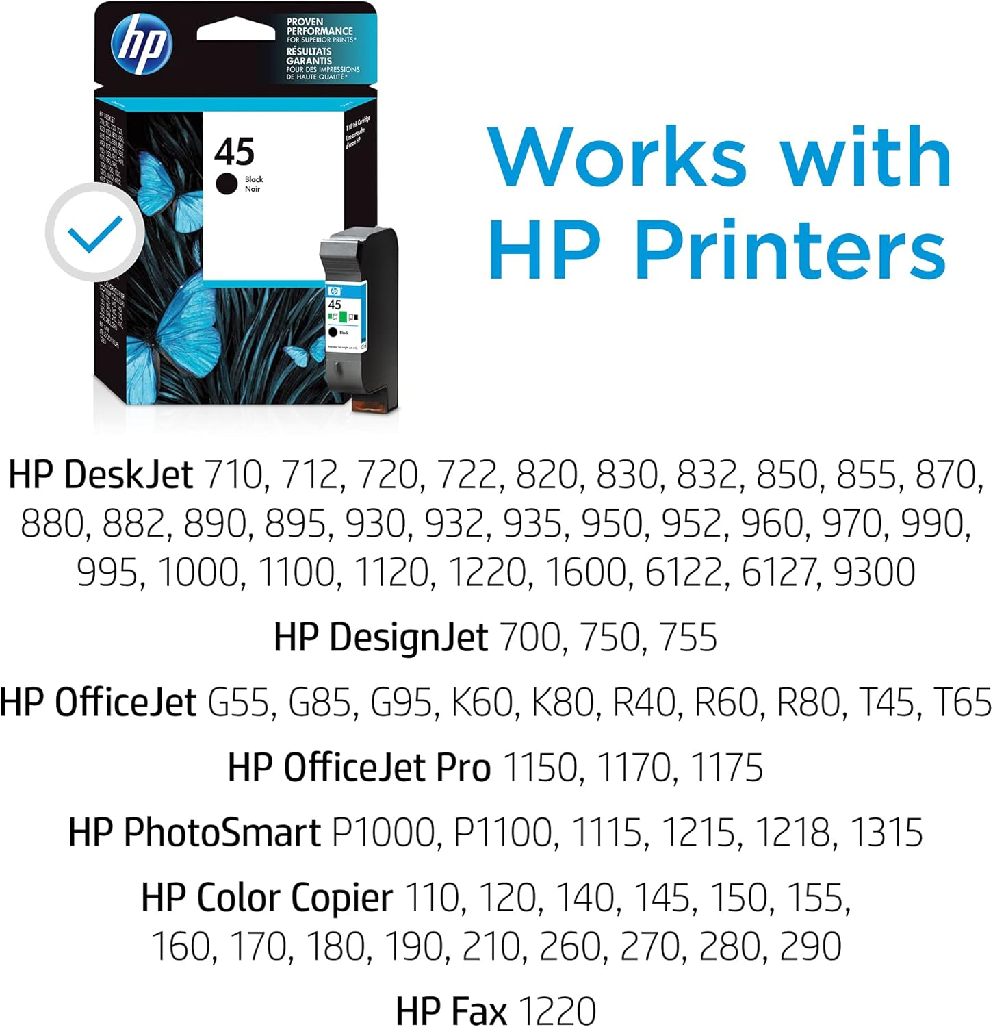 Hewlett Packard 45 Black Original Ink Cartridge (51645AE), Single Pack (51645AE) image number 3