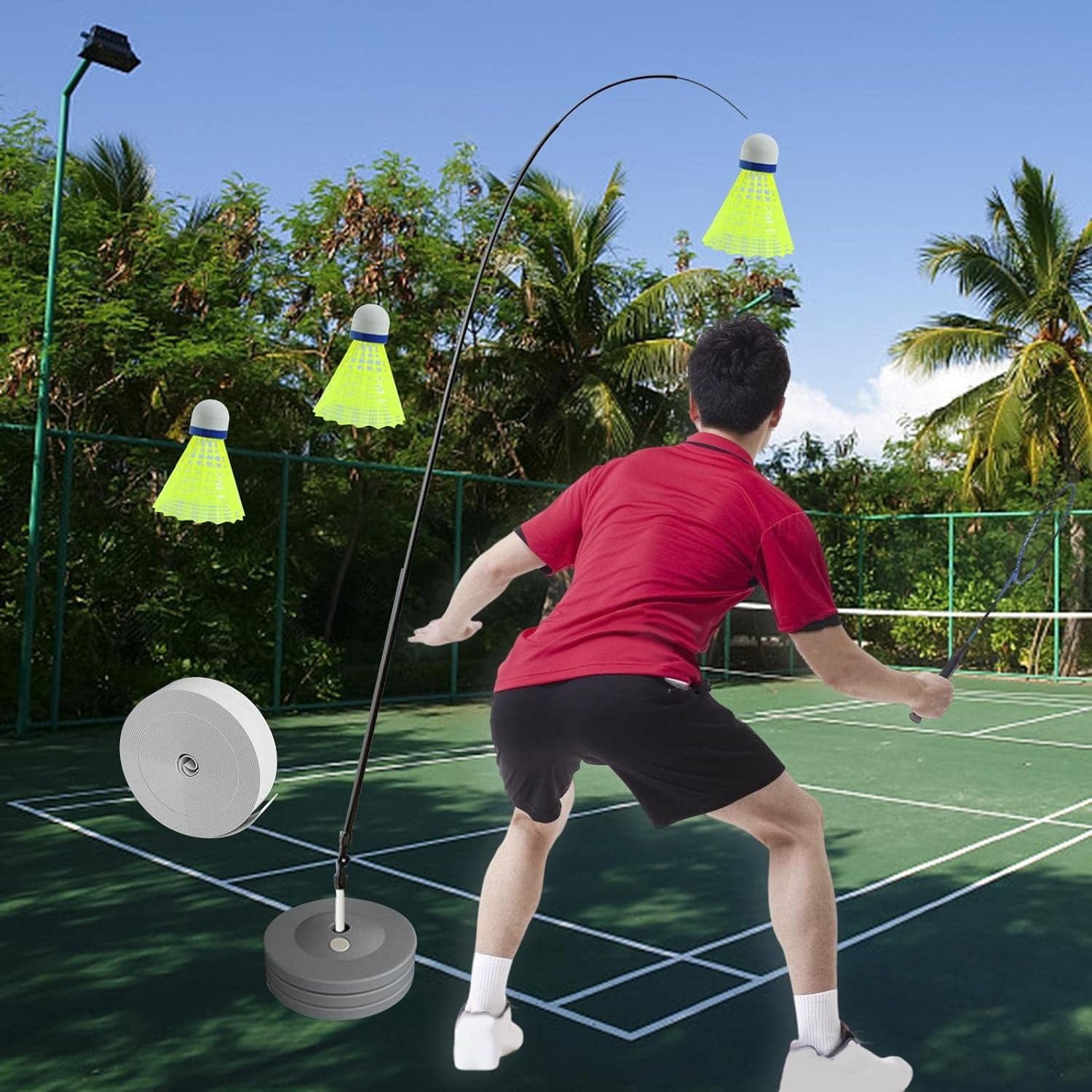 Zxpjkyu Sports Badminton Solo Exercise Equipment Portable Self-Practice Tool for Kids and Women - With 1 Badminton image number 3