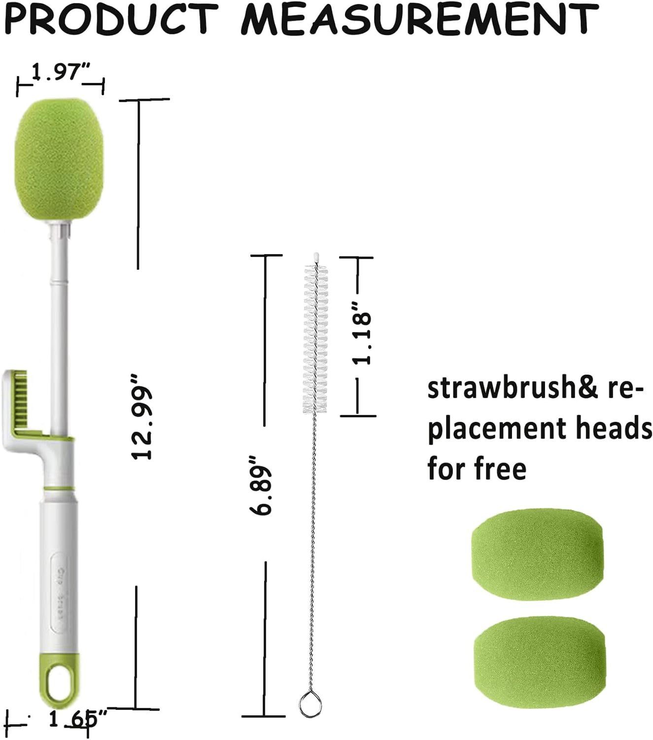 Ever Vibrant Baby Bottle Brush 4 in 1 Multifunctional Bottle Cleaner Set for Cleaning Tall, Short, Wide & Skinny Water Bottles and Cups, 1 Straw Brush and 2 Replacement Heads Included image number 5