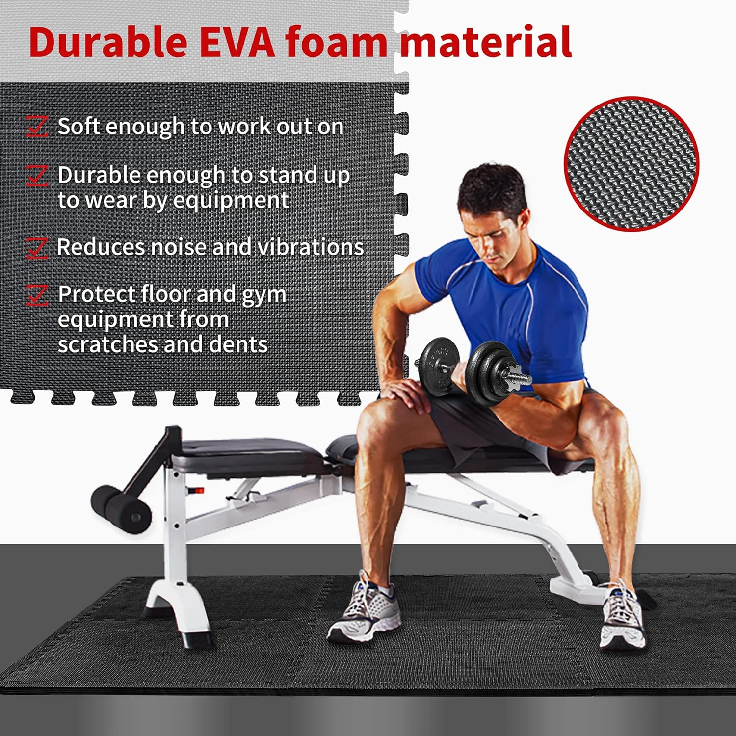PROIRON Puzzle Exercise Mat 2CM Thick, EVA Interlocking Foam Floor Tiles for Home Gym, Mat for Home Workout Equipment, Gym, Floor Padding for Kids, 60 Cm X 60 Cm X 2 Cm, 24 Sq Ft - 6 Tiles image number 6