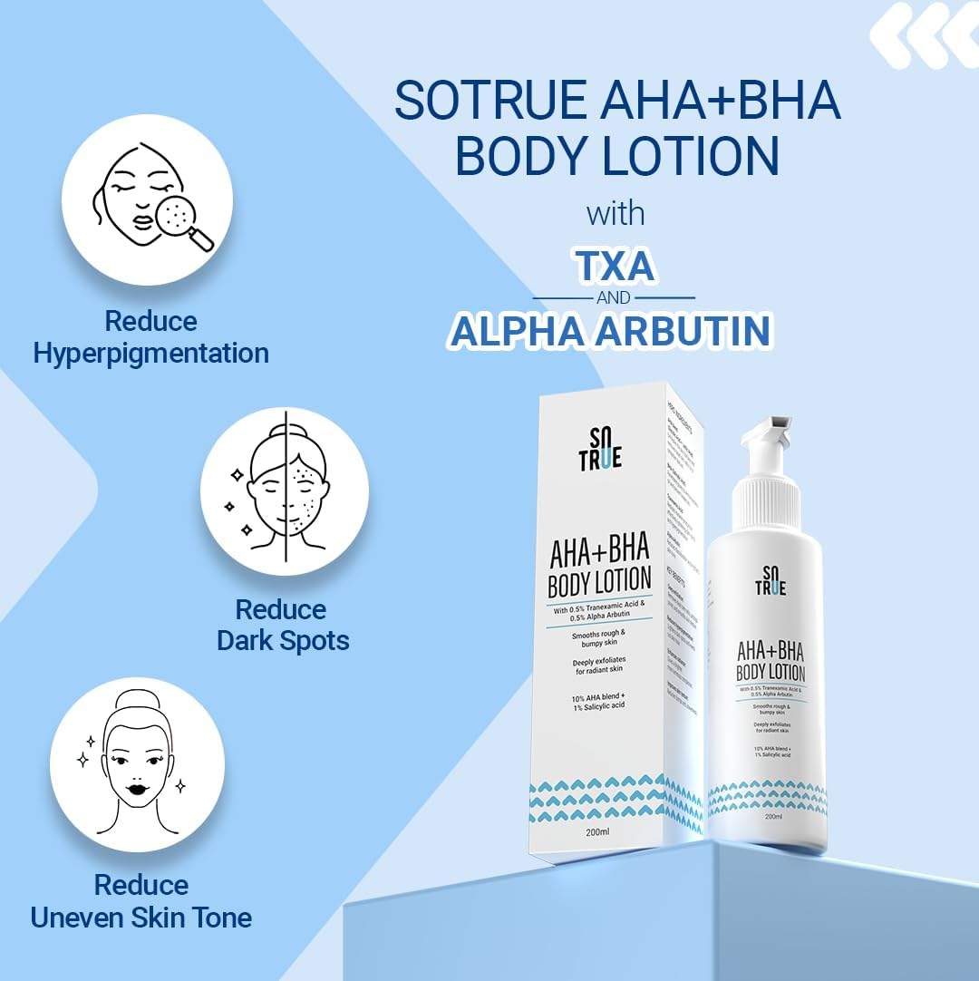 Sotrue AHA + BHA Body Lotion with 10% AHA Blend & 1% Salicylic Acid, Deeply Exfoliates for Dry Radiant Skin, Body Lotion for Women & Men, for All Skin Types, 200Ml image number 1