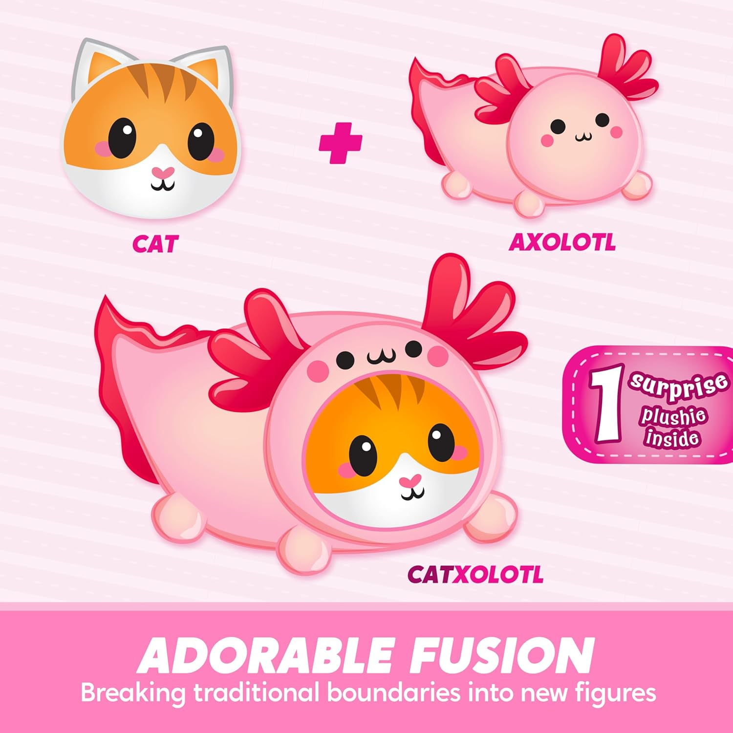 JOYIN Stuffed Animal, Kawaii Axolotl Cat Plush Toy, 11" Soft Plushie, Cute Pillow for Kids and Adults, Surprise Birthday Gift Boys and Girls (Catxolotl)