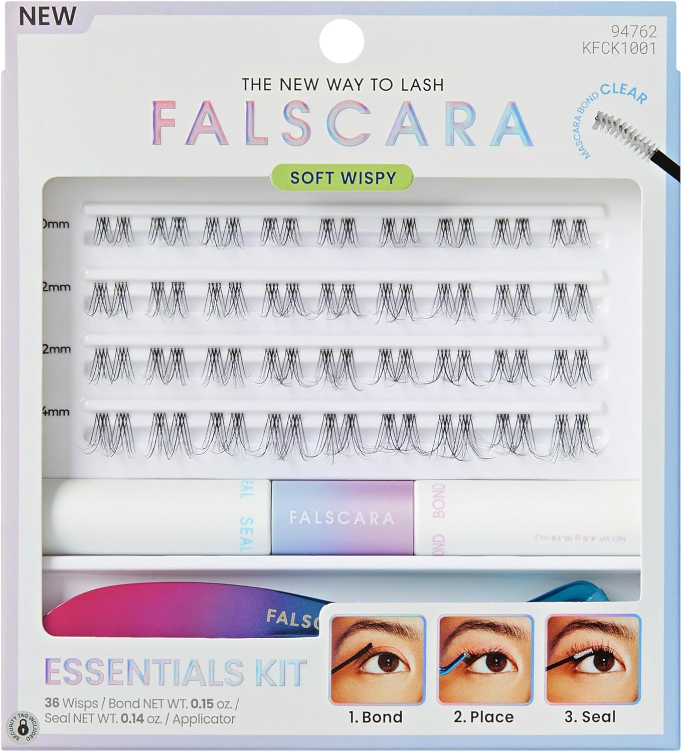 FALSCARA Clear Band False Eyelashes, Lash Extension Kit, Feathery & Wispy, Natural Volume, 8Mm-10Mm-12Mm, Includes Bond & Seal, Precision Applicator & 36 Lash Clusters image number 3