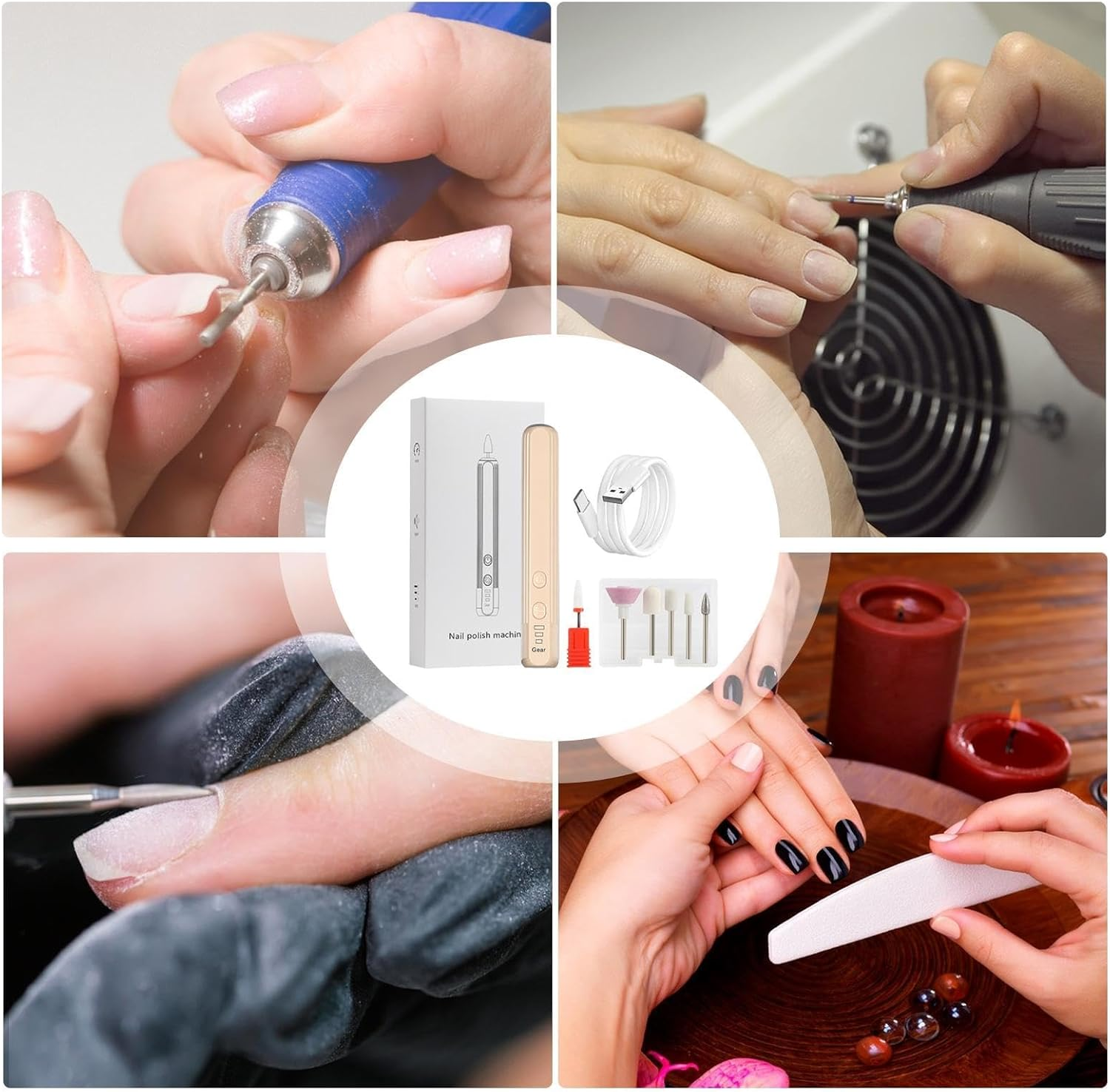 Shurzzesj Electric Nail Drill File Professional | Electric Nail Drill Machine Kit - Compact Portable Design Nail Drill Kit Hand Foot Care Tool for Acrylic, Gel Nails image number 1