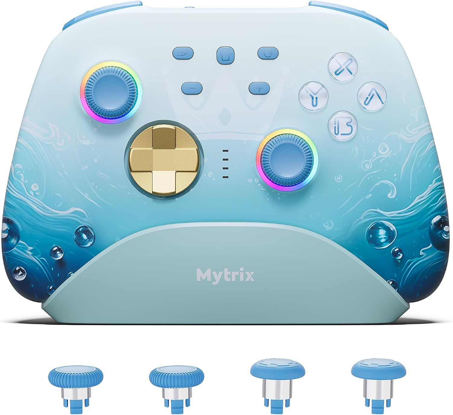 Mytrix Wireless Pro Controllers with Charging Dock, Blue Bluetooth Controller with Hall Effect Joysticks/Hall Trigger (No Drift) for Nintendo Switch, Windows PC Ios Android Steam image number 5