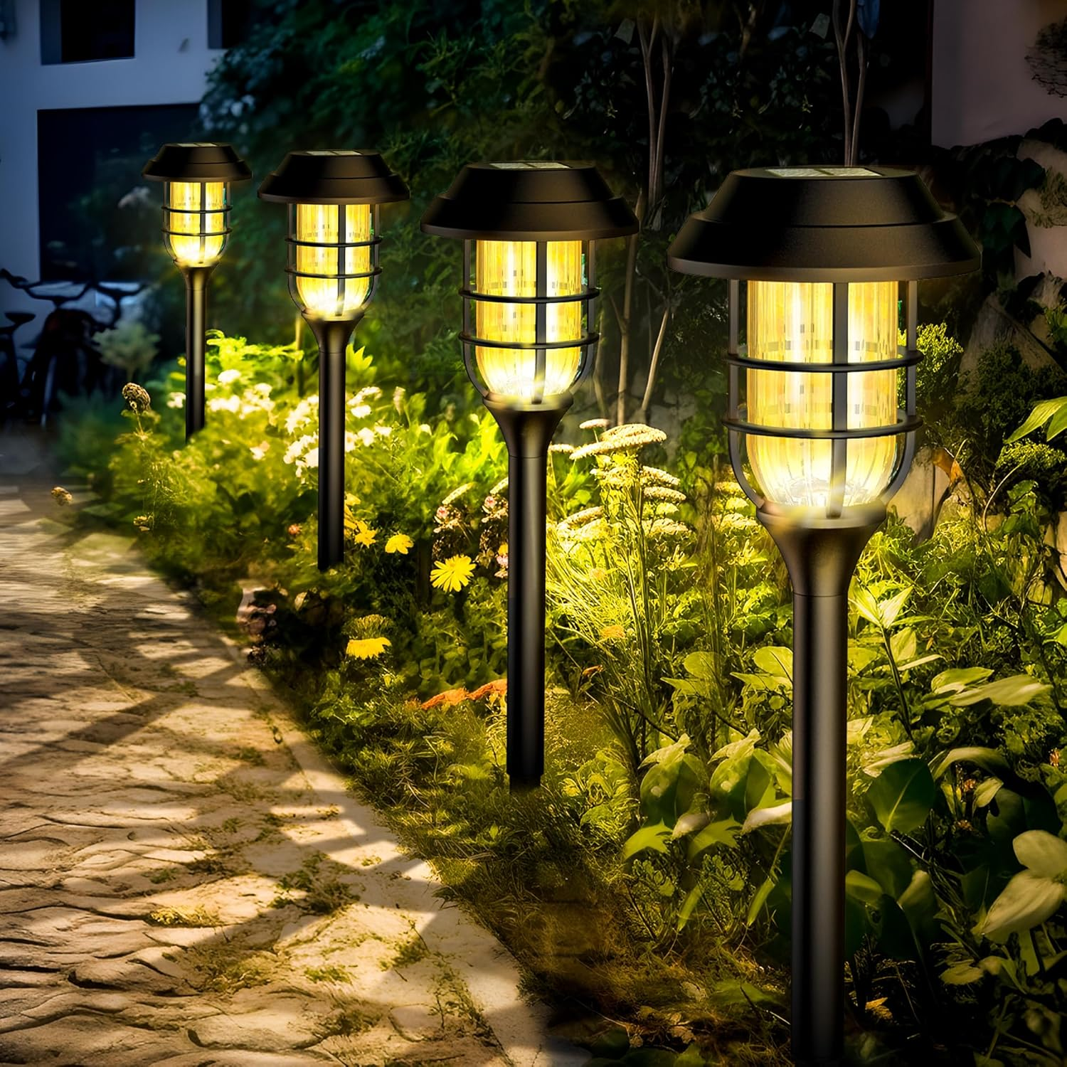Solar Outdoor Lights 8 Pack Waterproof Garden Pathway Lighting for Yard, Patio, Driveway,Walkway Solar Powered Landscape Lights (Cold White)