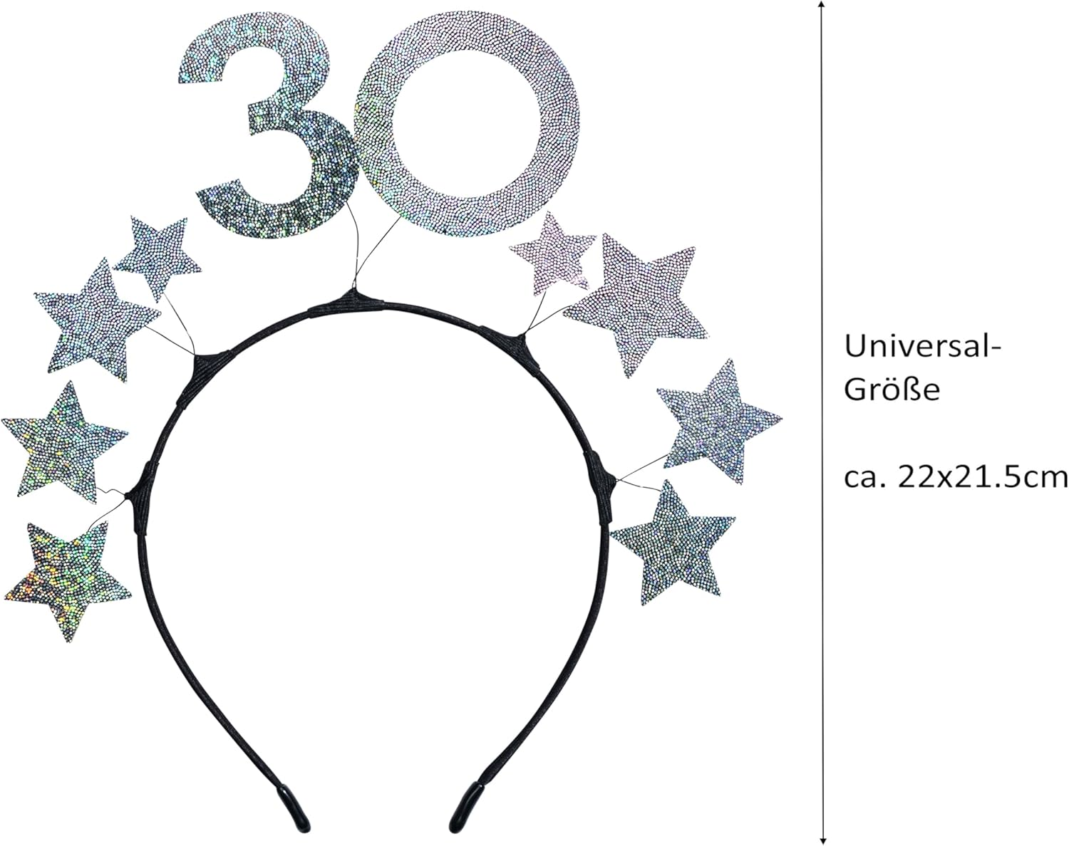 Libetui Glamorous Headband 30Th Birthday Women Sparkling Stars Silver Headband Costume Gift 30Th Birthday Crown Headpiece Star Glitter, One Size image number 1